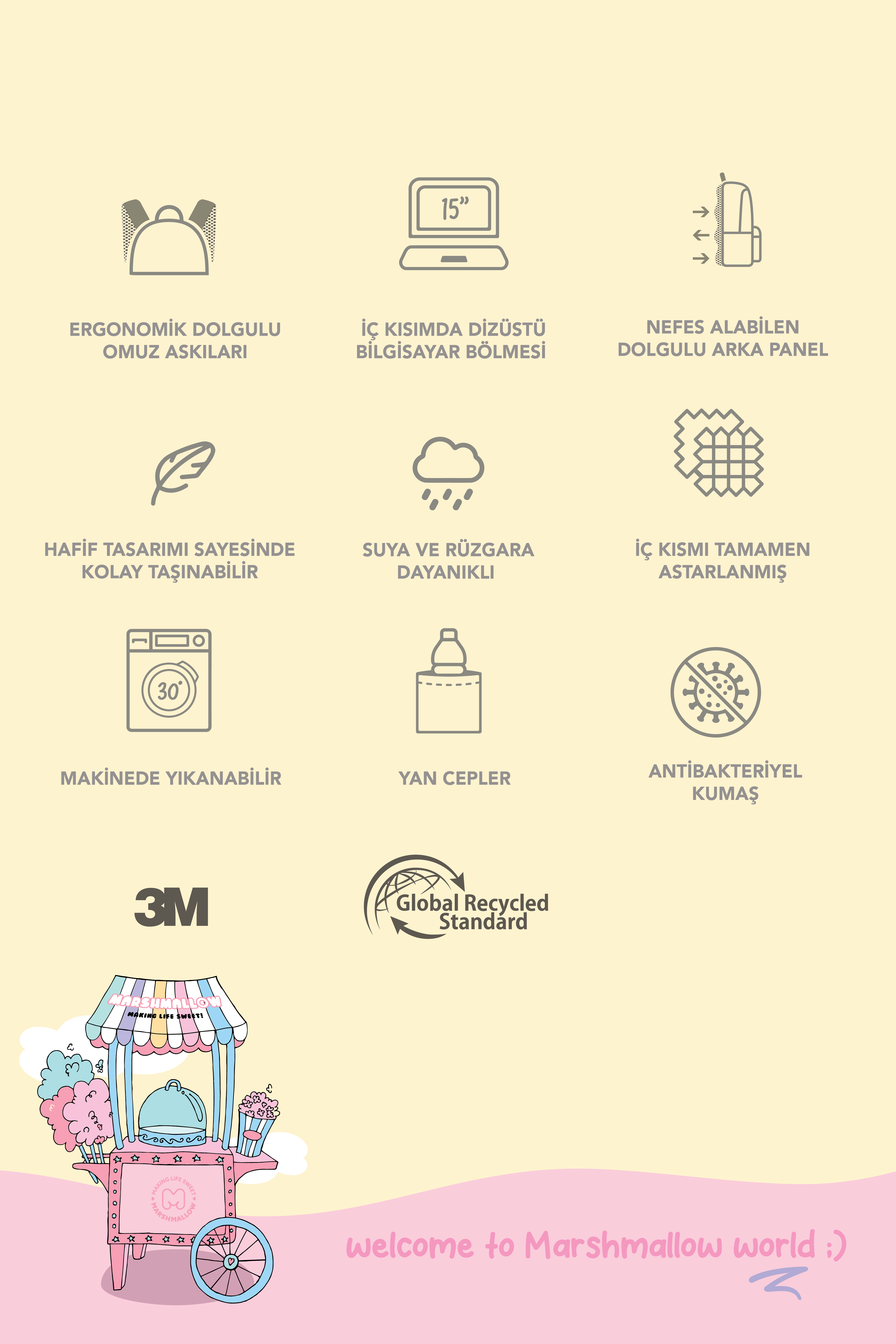 Marshmallow Backpack Fresky Purple Sırt Çantası