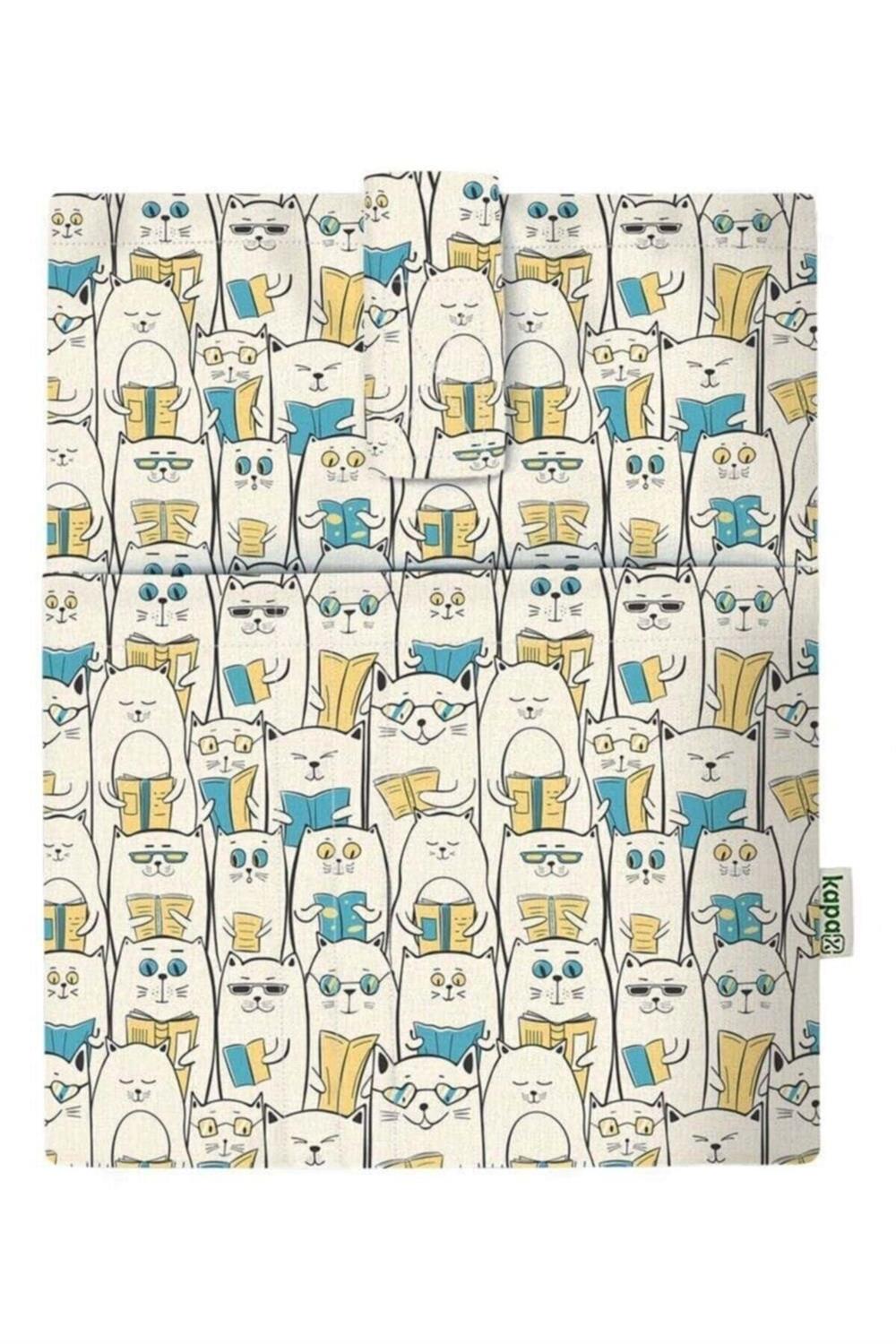 Mona Okuyan Kedi Desenli 20x25 Kitap Kılıfı 158