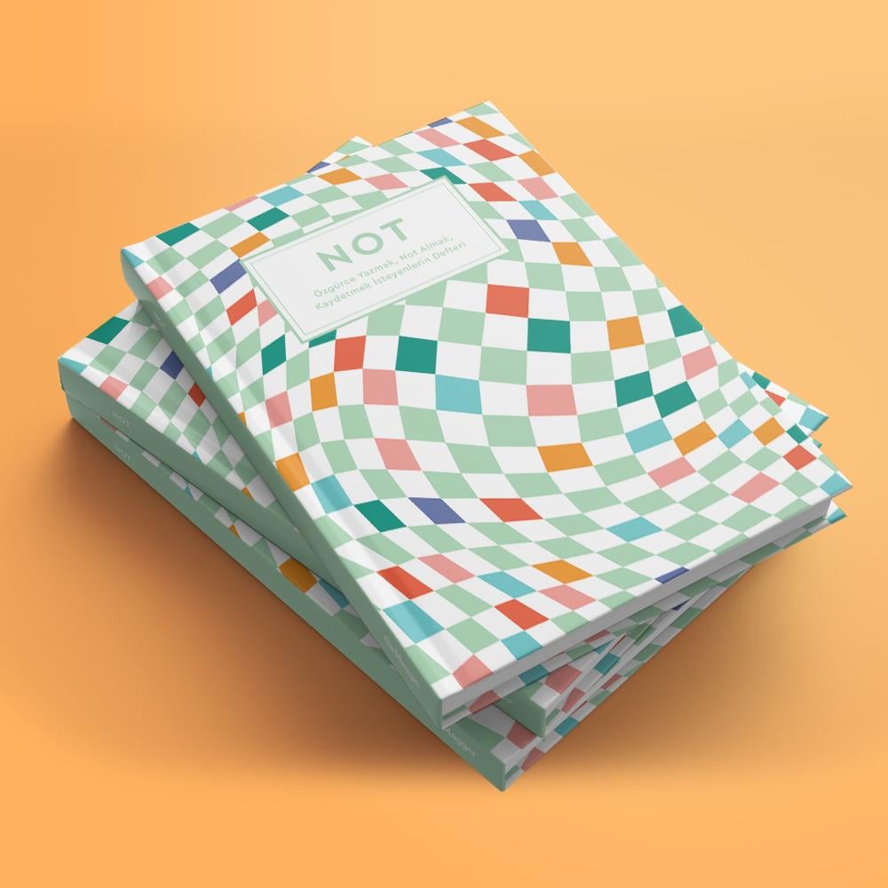 Not Dalgalı Renkli Çizgili Defter