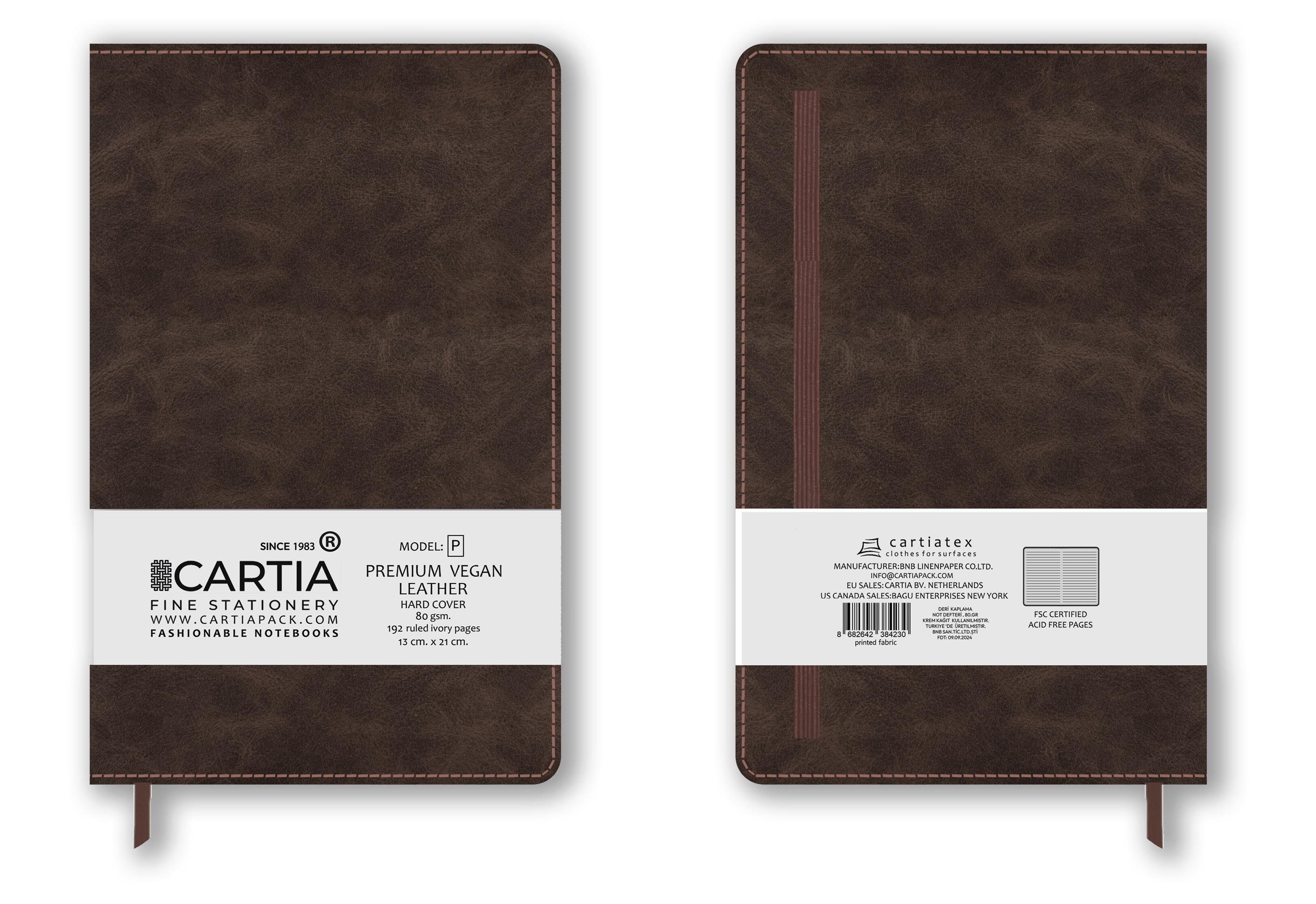 Premium Vegan Deri Kahverengi Not Defteri Çizgili Sert Kapak 13x21