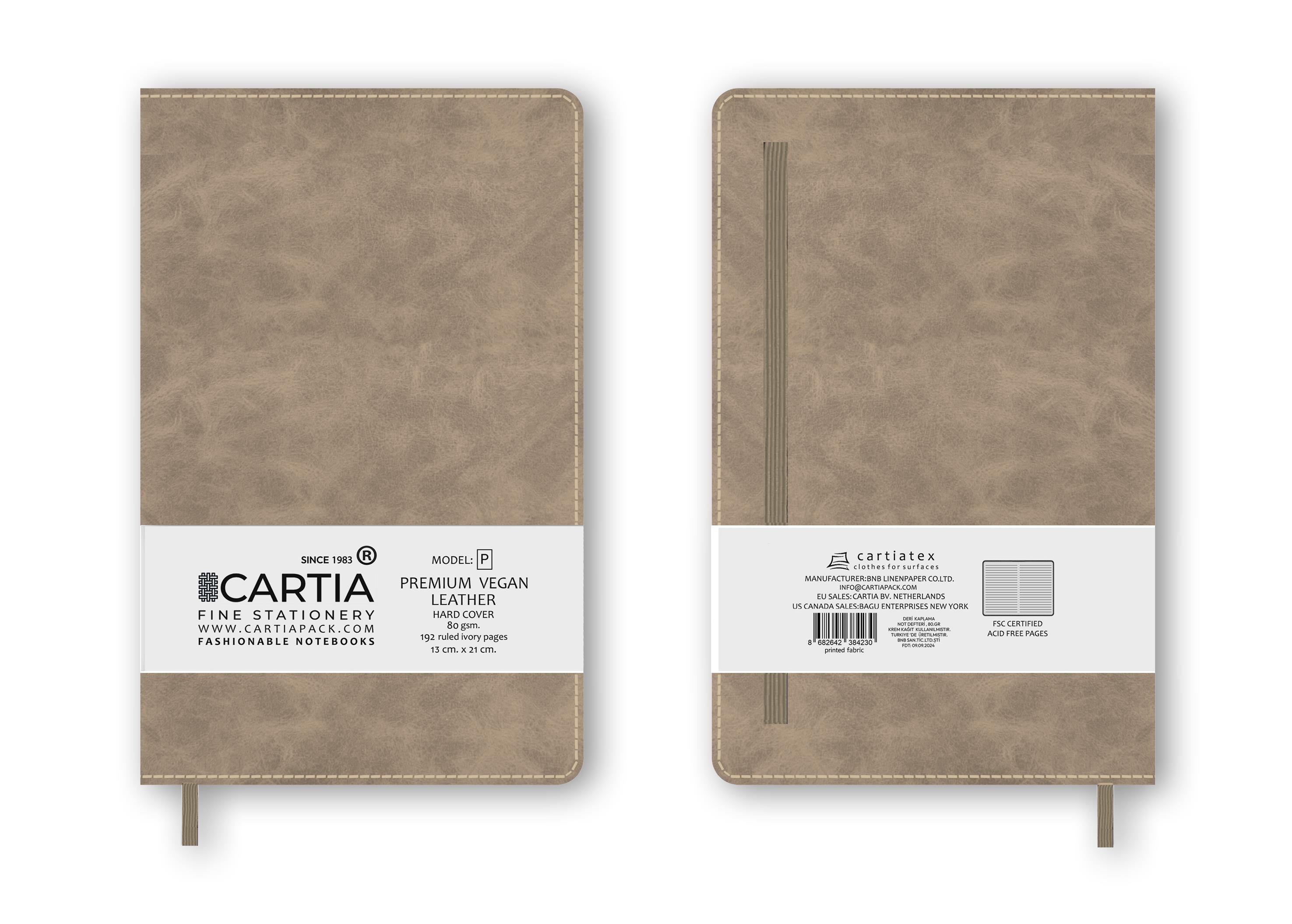 Premium Vegan Deri Krem Not Defteri Çizgili Sert Kapak 13x21