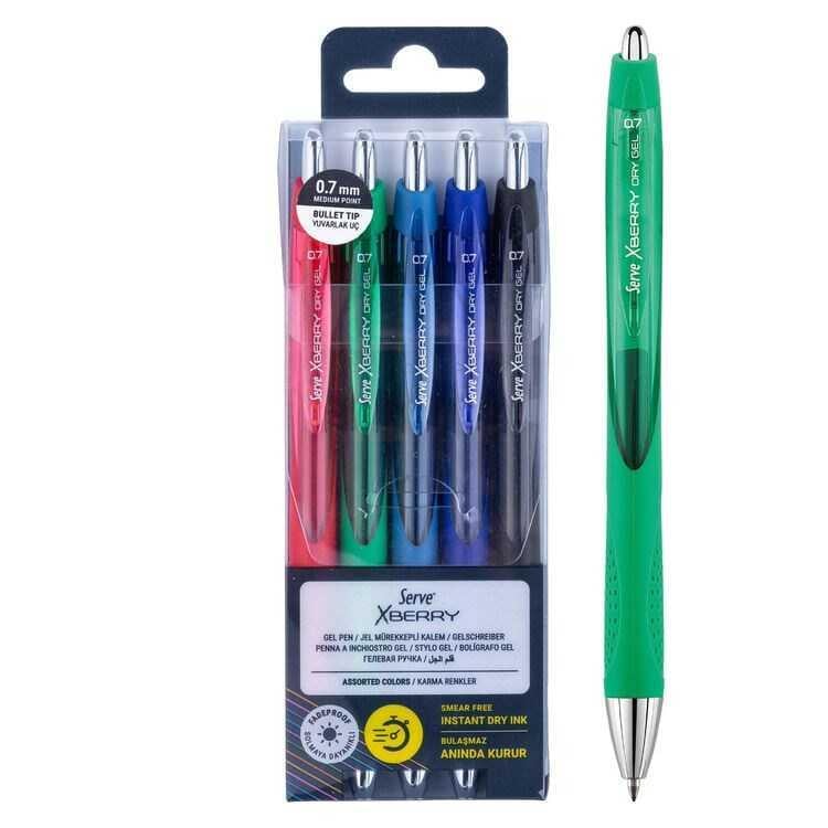 Serve Xberry 0,7mm İğne Uç 5 li Pet Jel Kalem