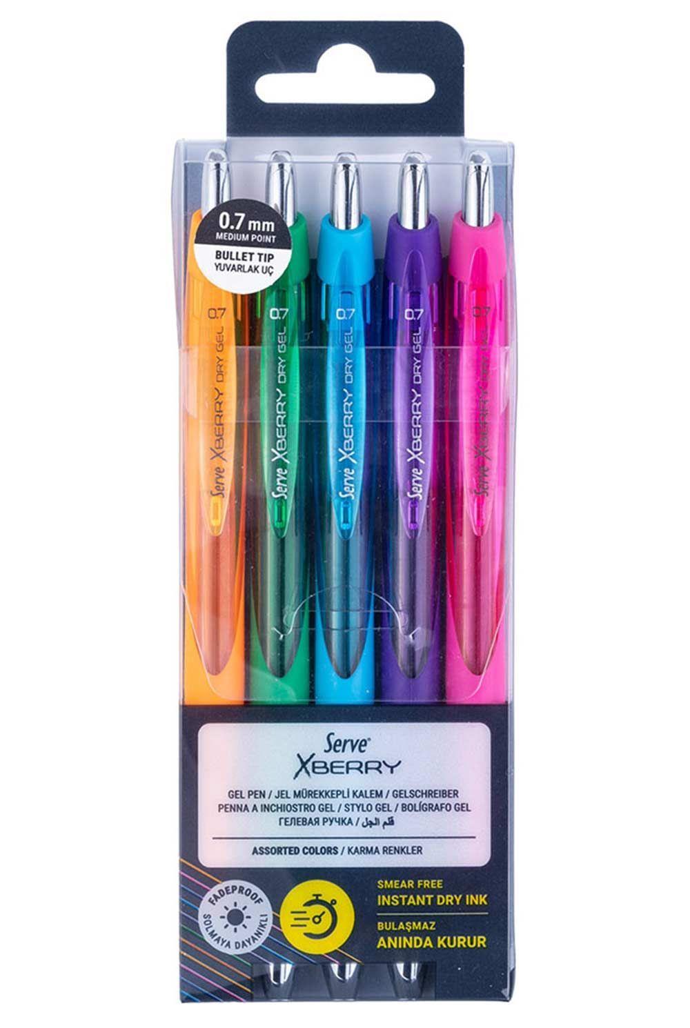 Serve XBerry Jel Kalem 0.7mm Yuvarlak Uç 5 Renk