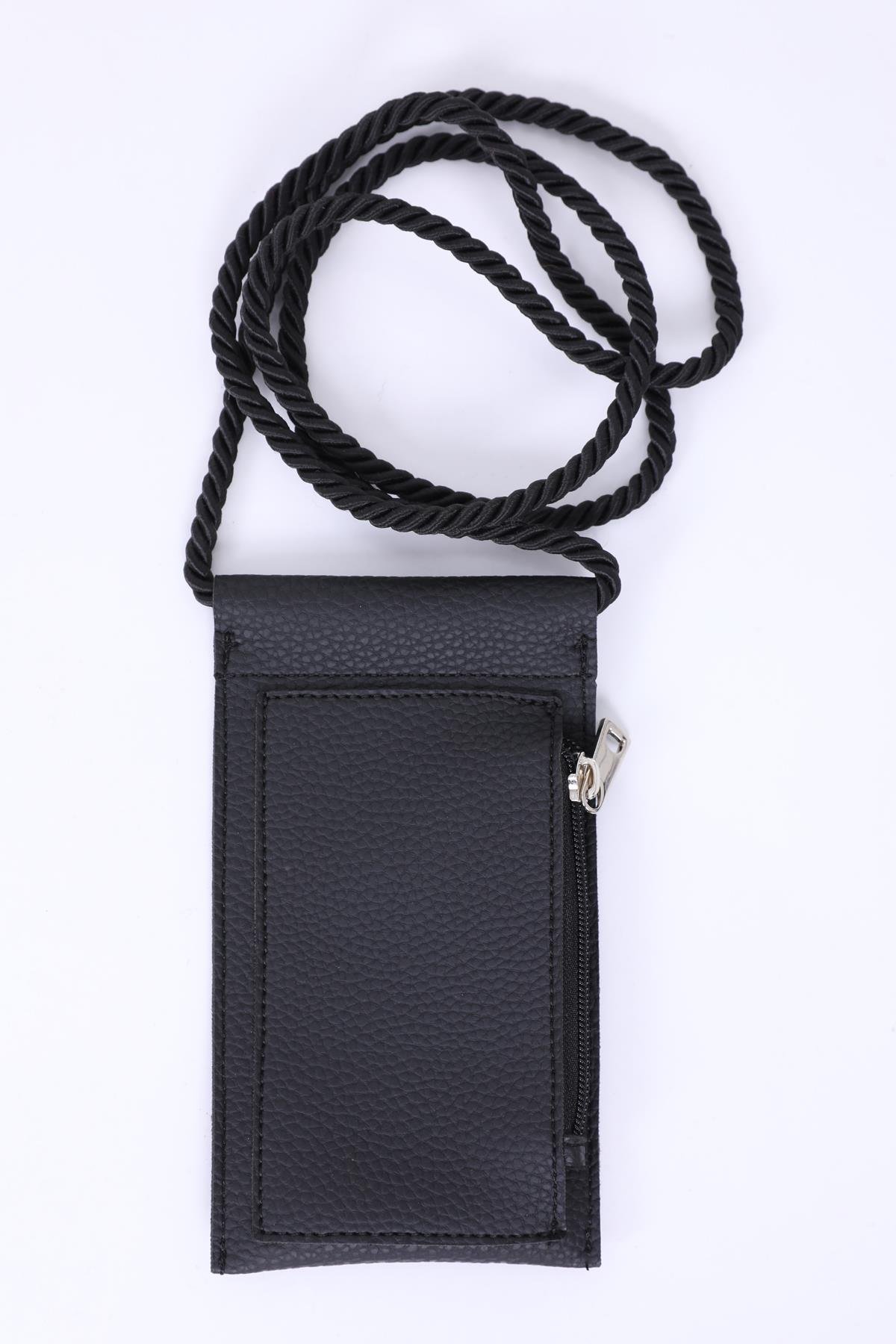 Siyah Yandan Fermuarlı Telefon Kabı