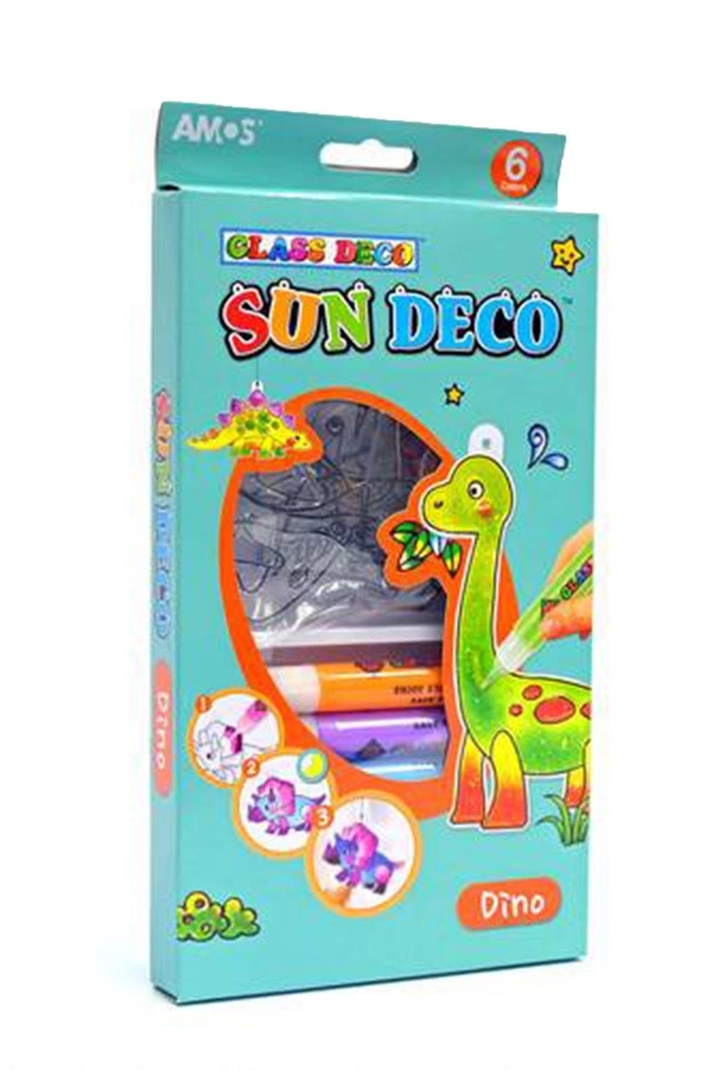 Sun Deco Dino Cam Boyası 6 Renk x 10.5 ml + 6 Pleksi