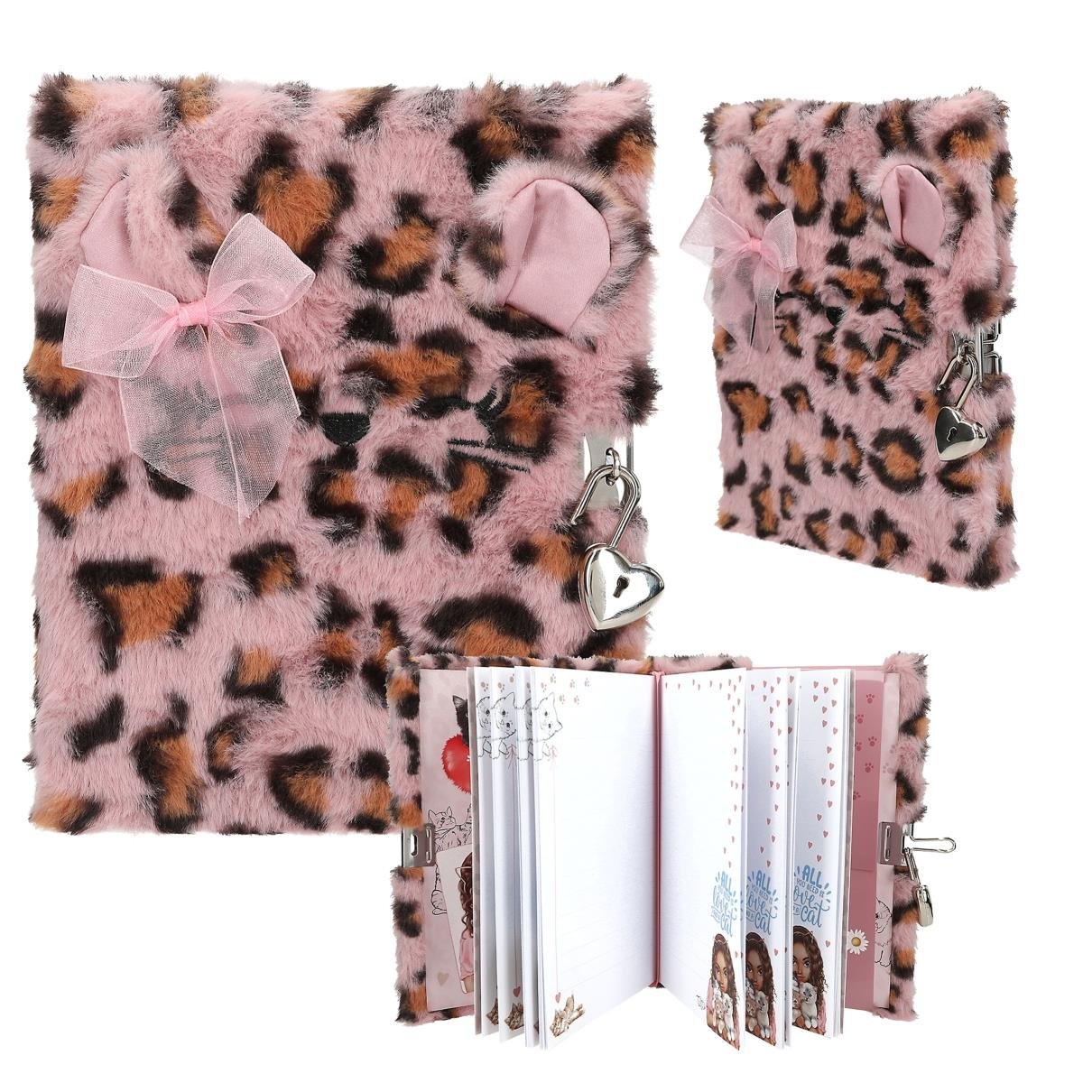 Top Model Kilitli Günlük Pembe Peluş Kedi