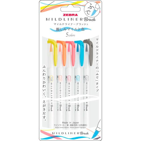 Zebra Mildliner Brush Pen 5C-Rc-N Set