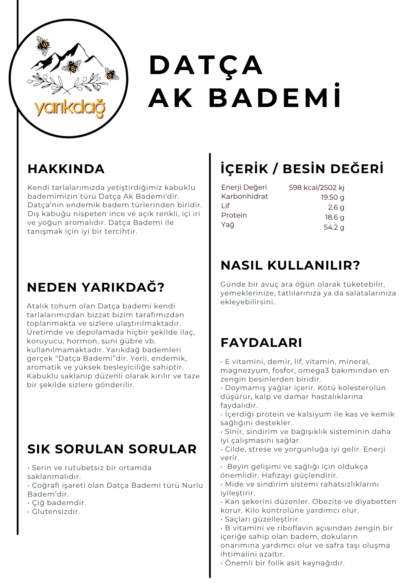 Datça Ak Bademi 250g