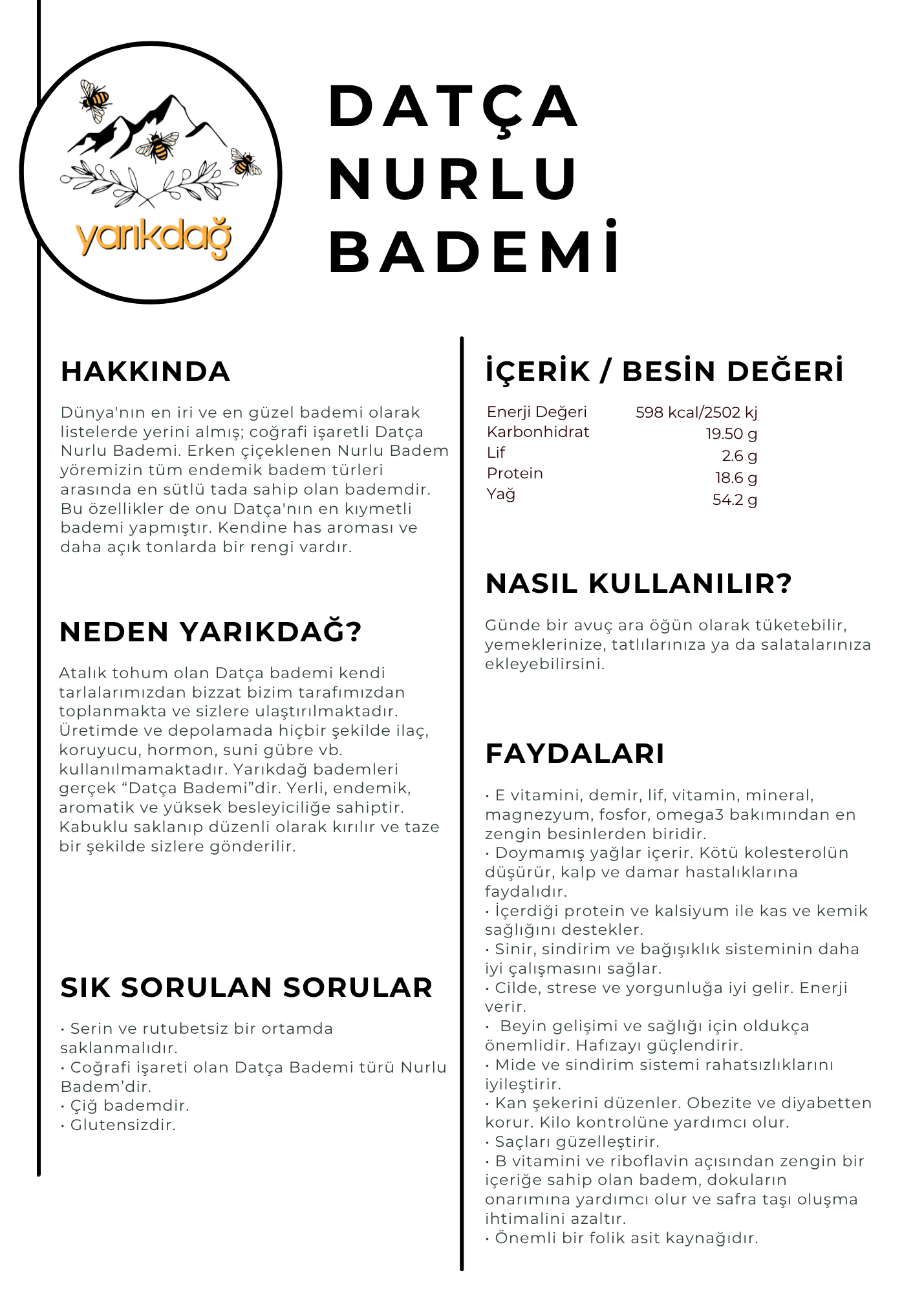 Datça Nurlu Bademi 500g
