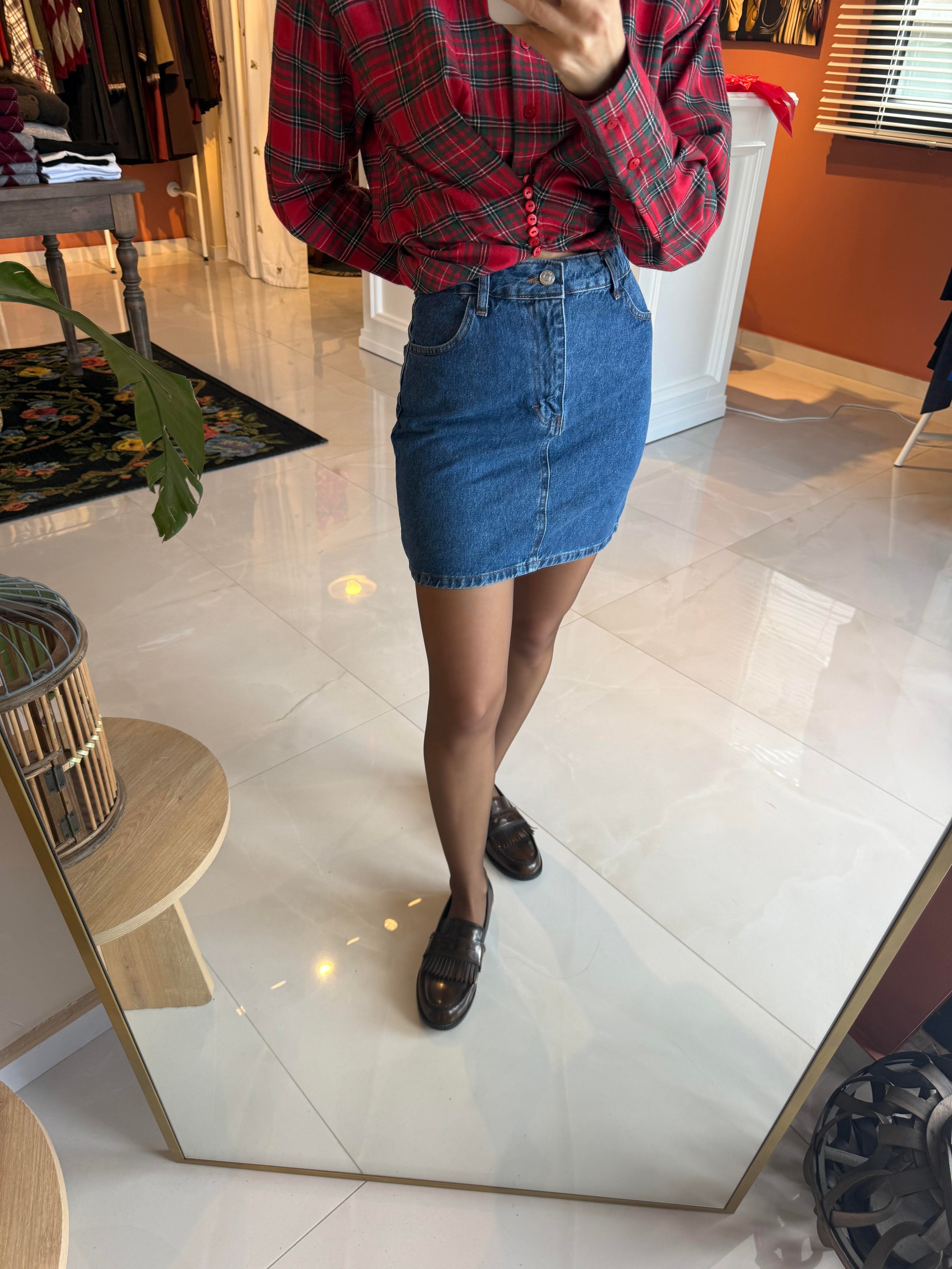 Açık Mavi Kot Mini Etek