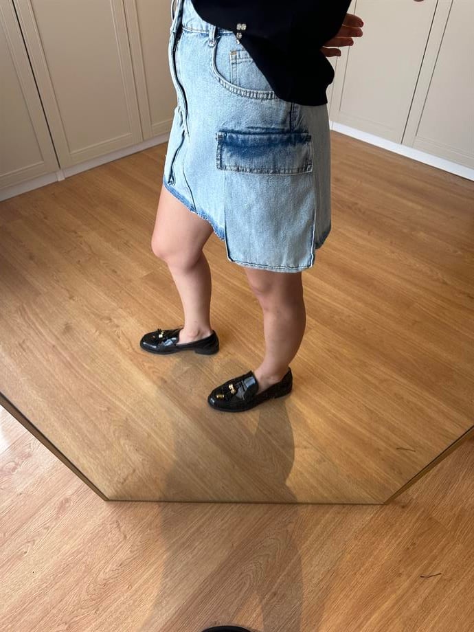 Açık Mavi Mini Kargo Etek 