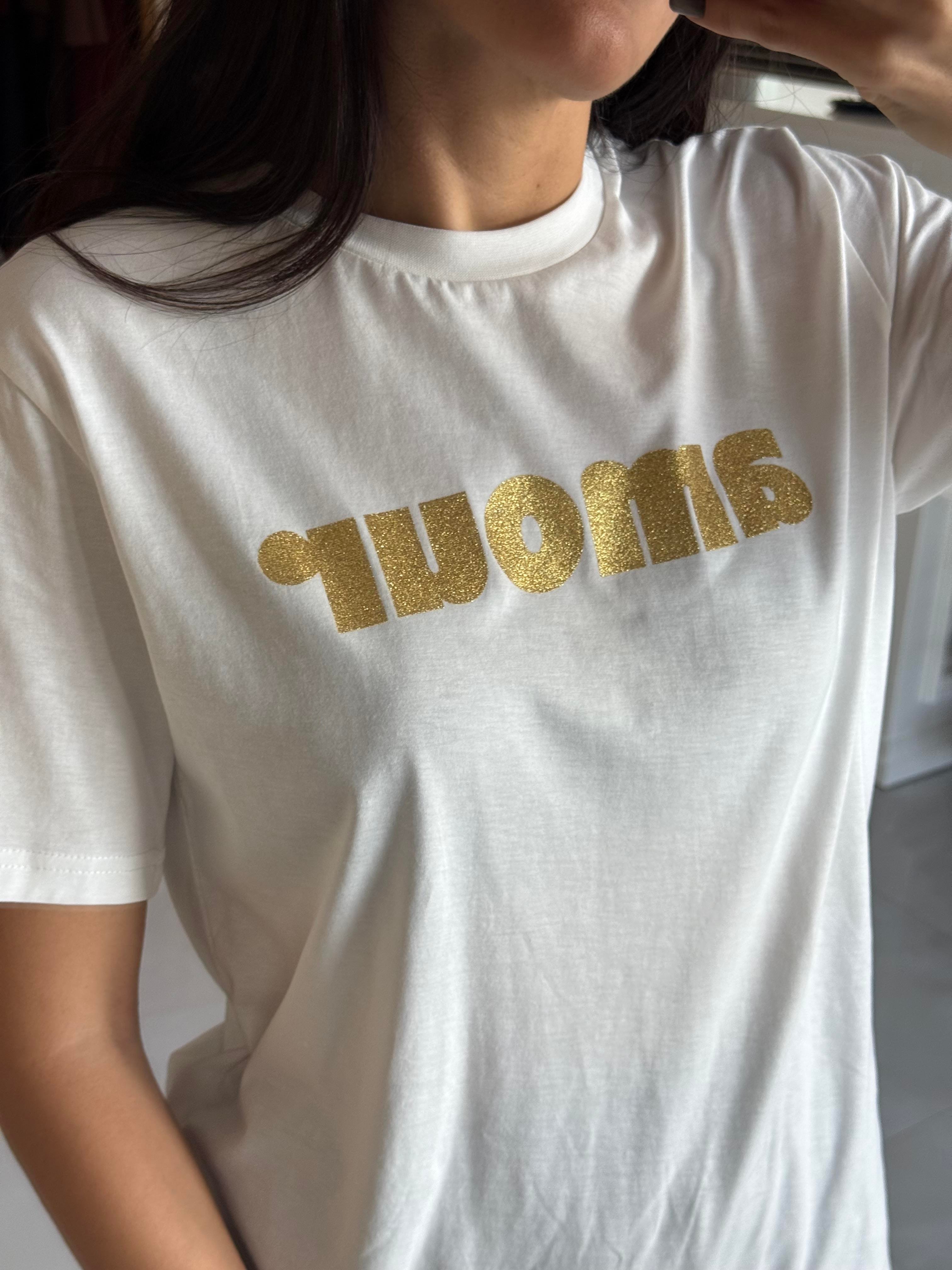 Amour Baskılı Ekru Tshirt