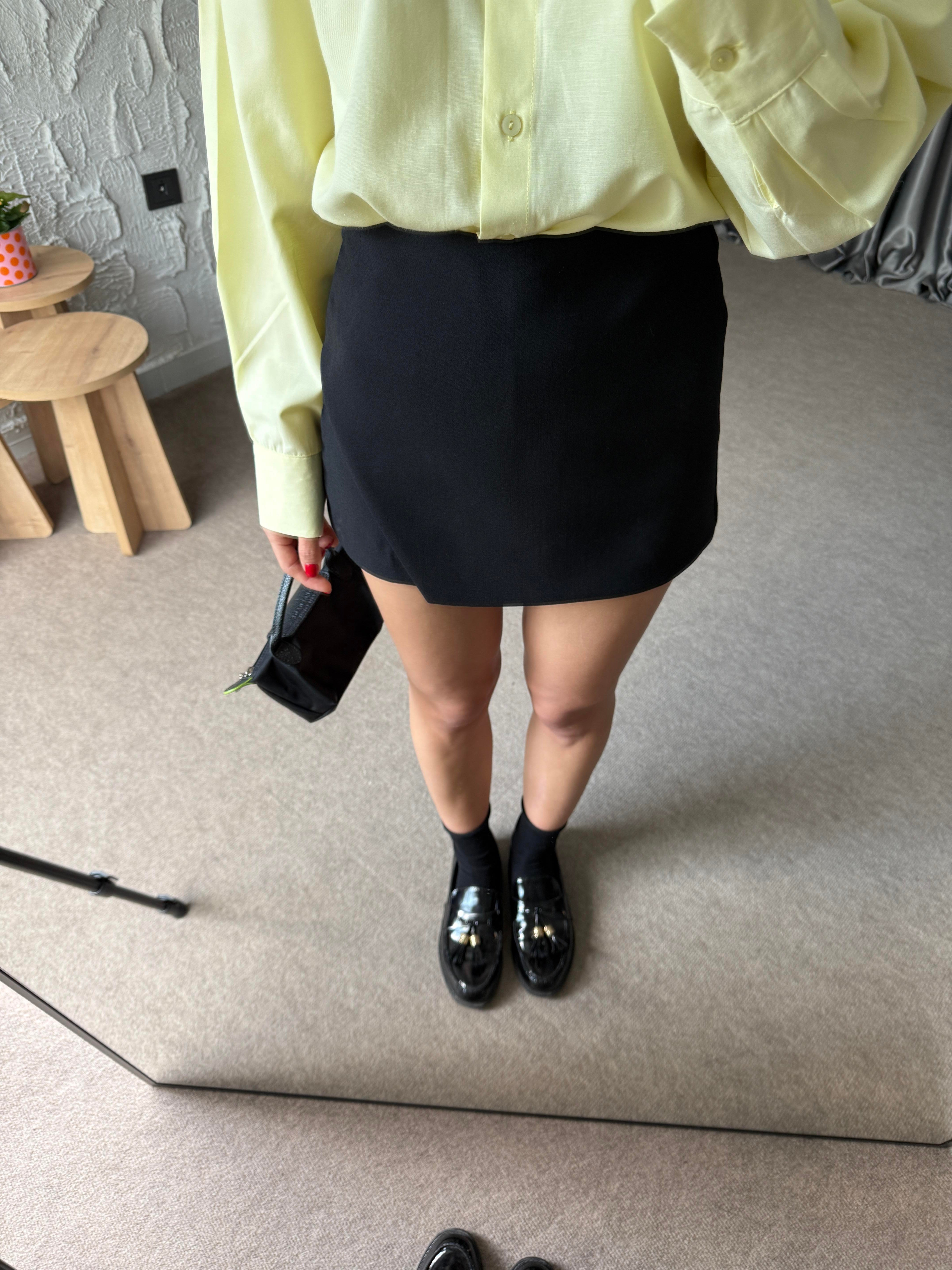 Asimetrik Şort Etek - Siyah