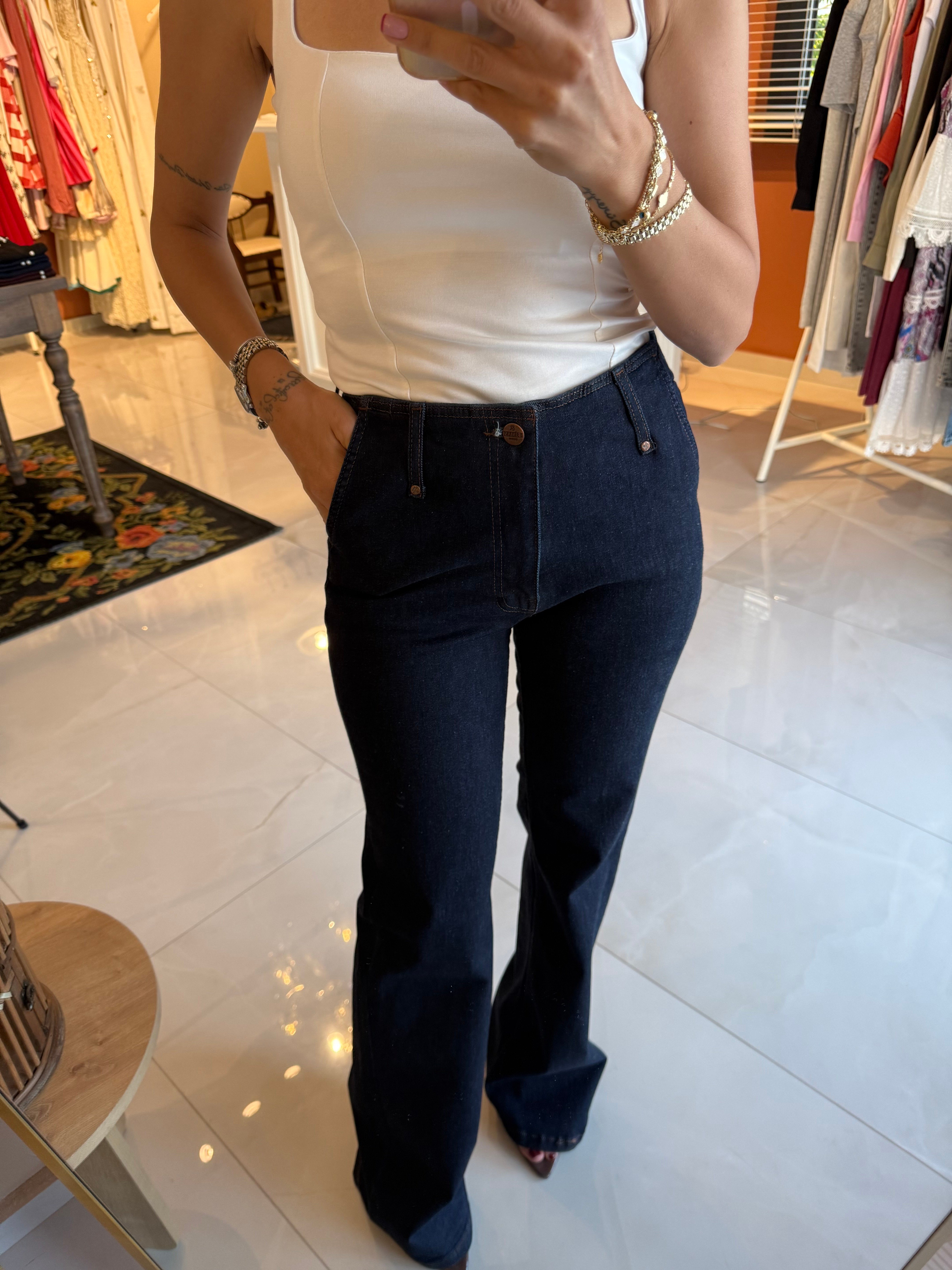 Bel Detaylı Likralı Jean Pantolon