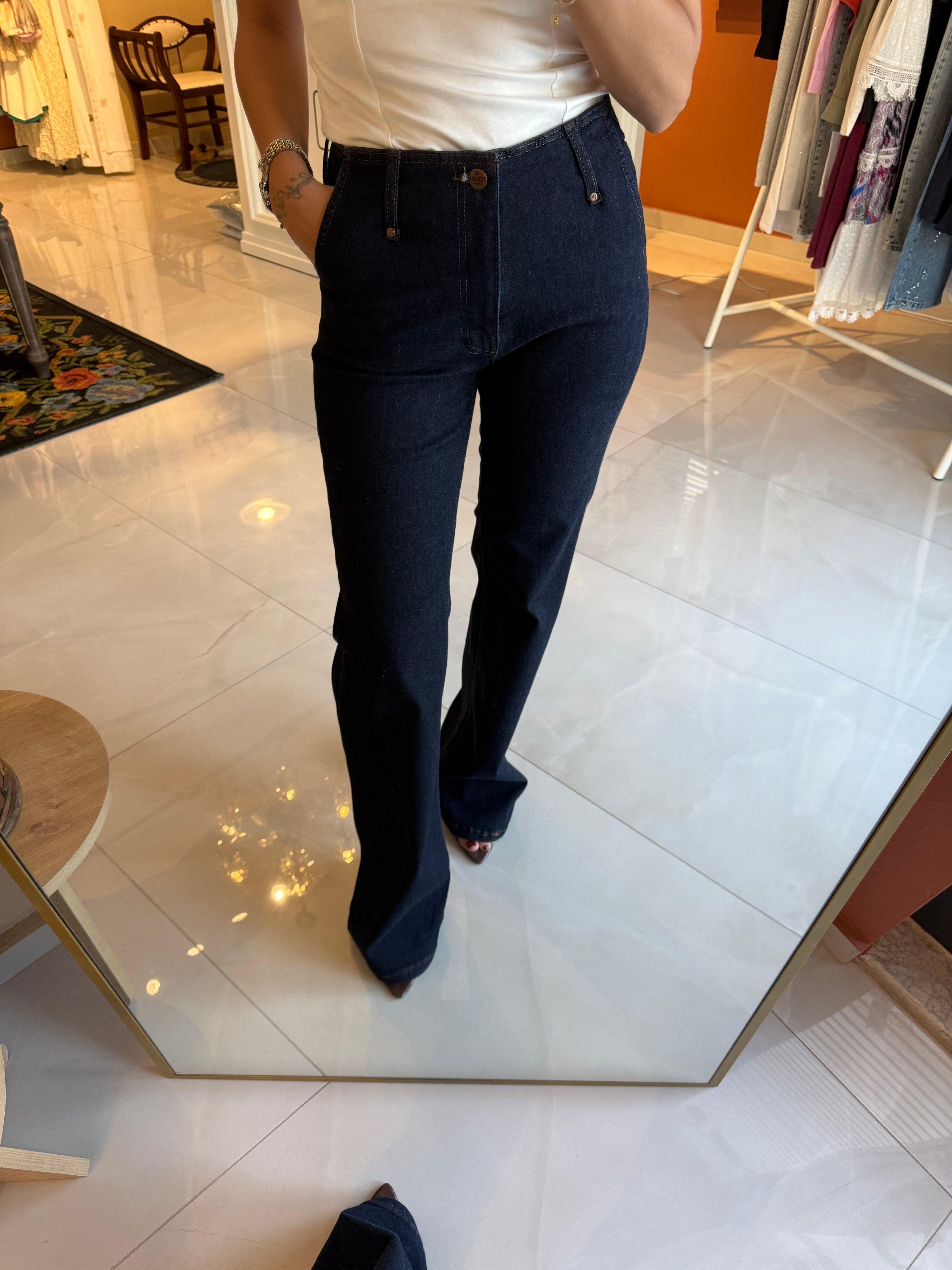 Bel Detaylı Likralı Jean Pantolon