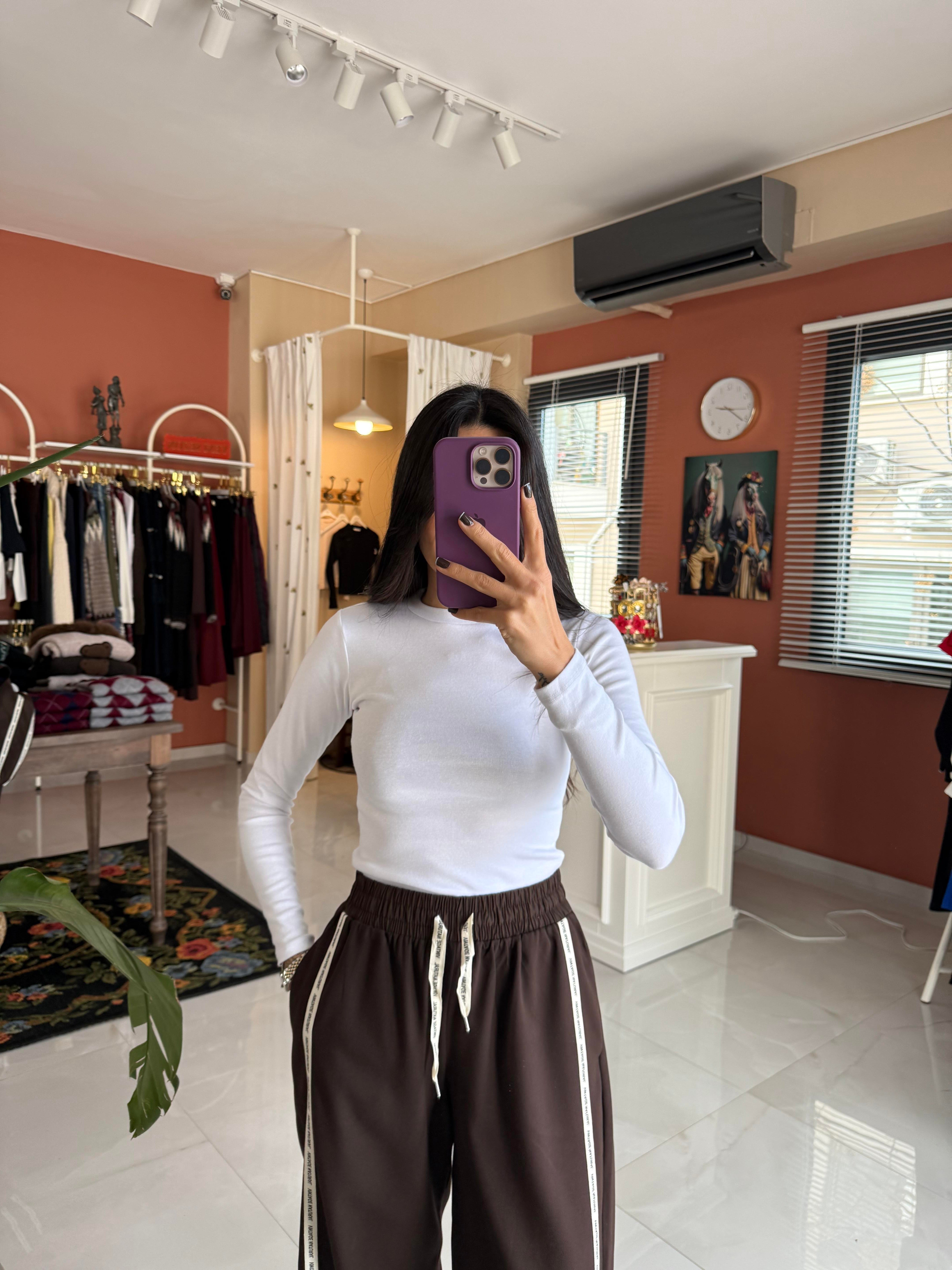 Bisiklet Yaka Beyaz Body