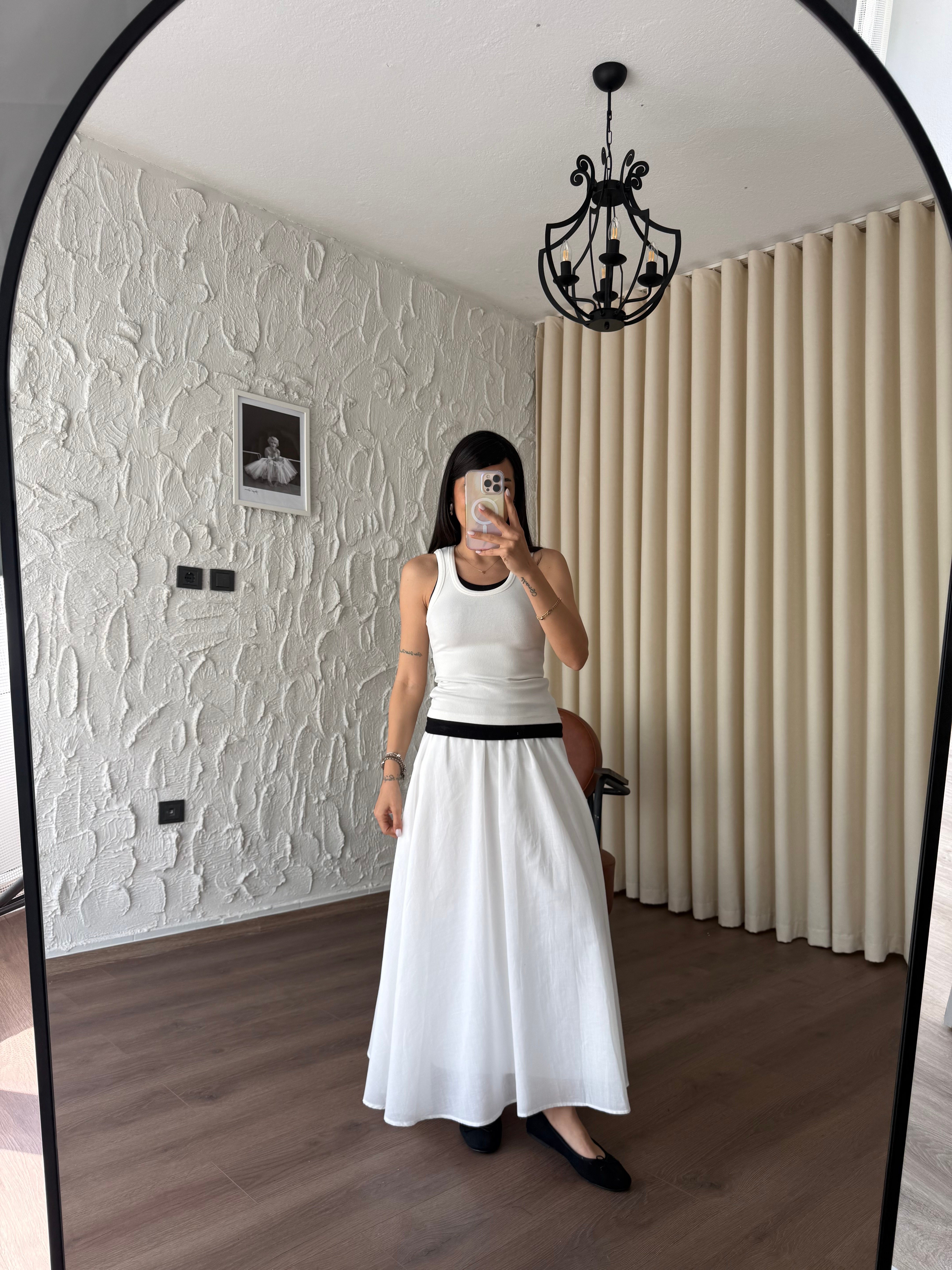 Çift Katlı İpek Kaşkorse Ekru Atlet