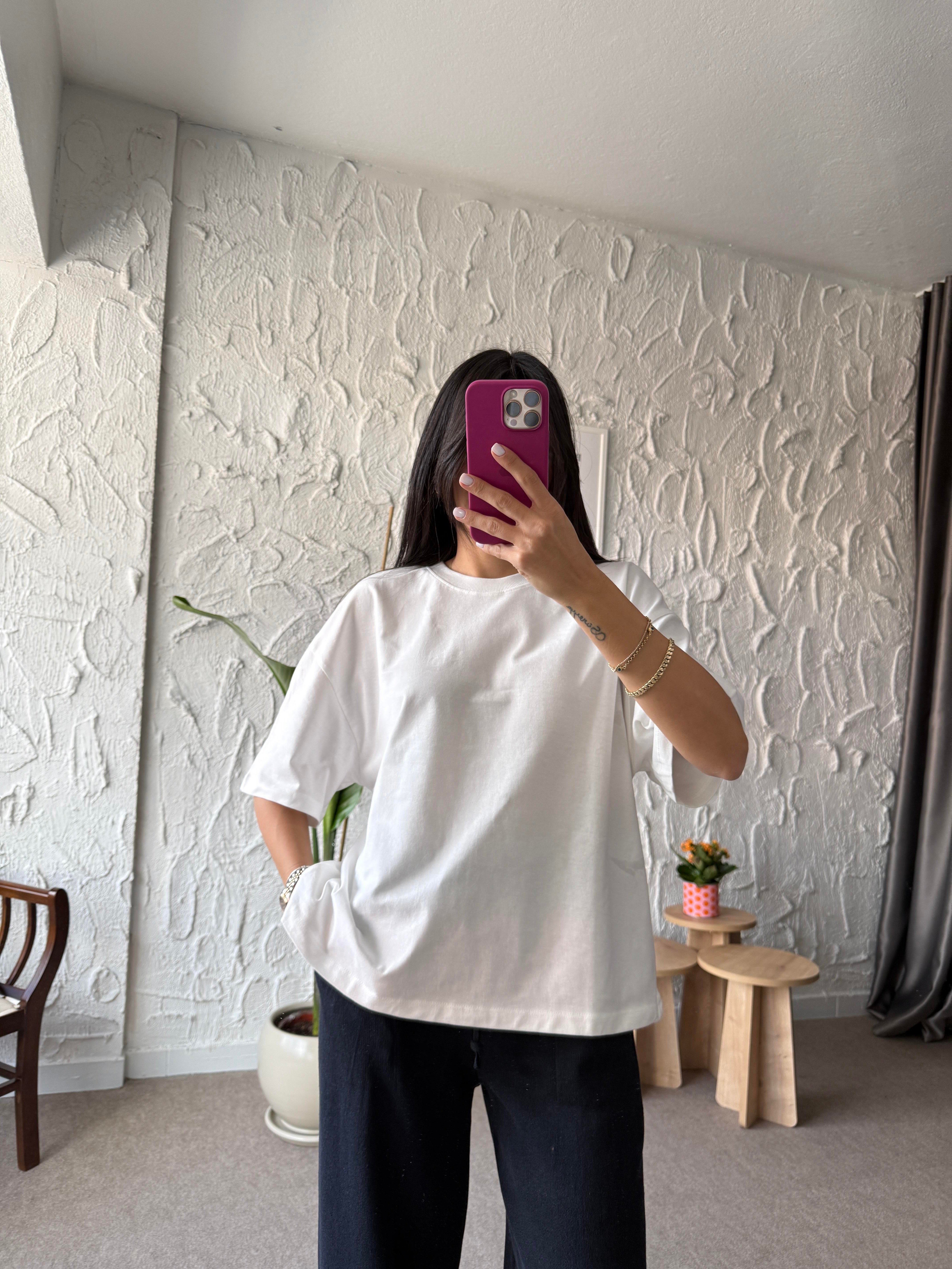 Ecru Basic Rahat Kesim Tshirt