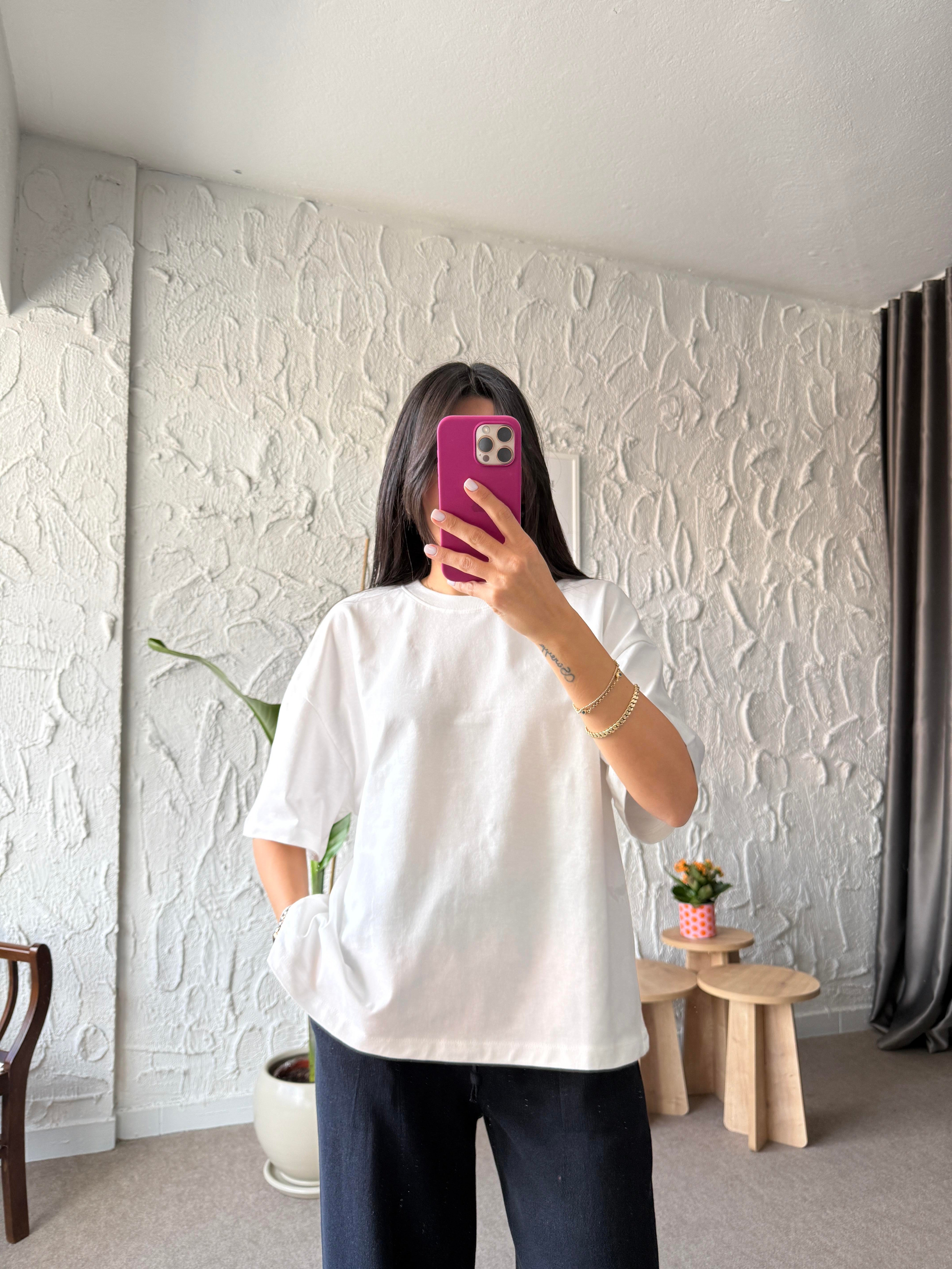 Ecru Basic Rahat Kesim Tshirt