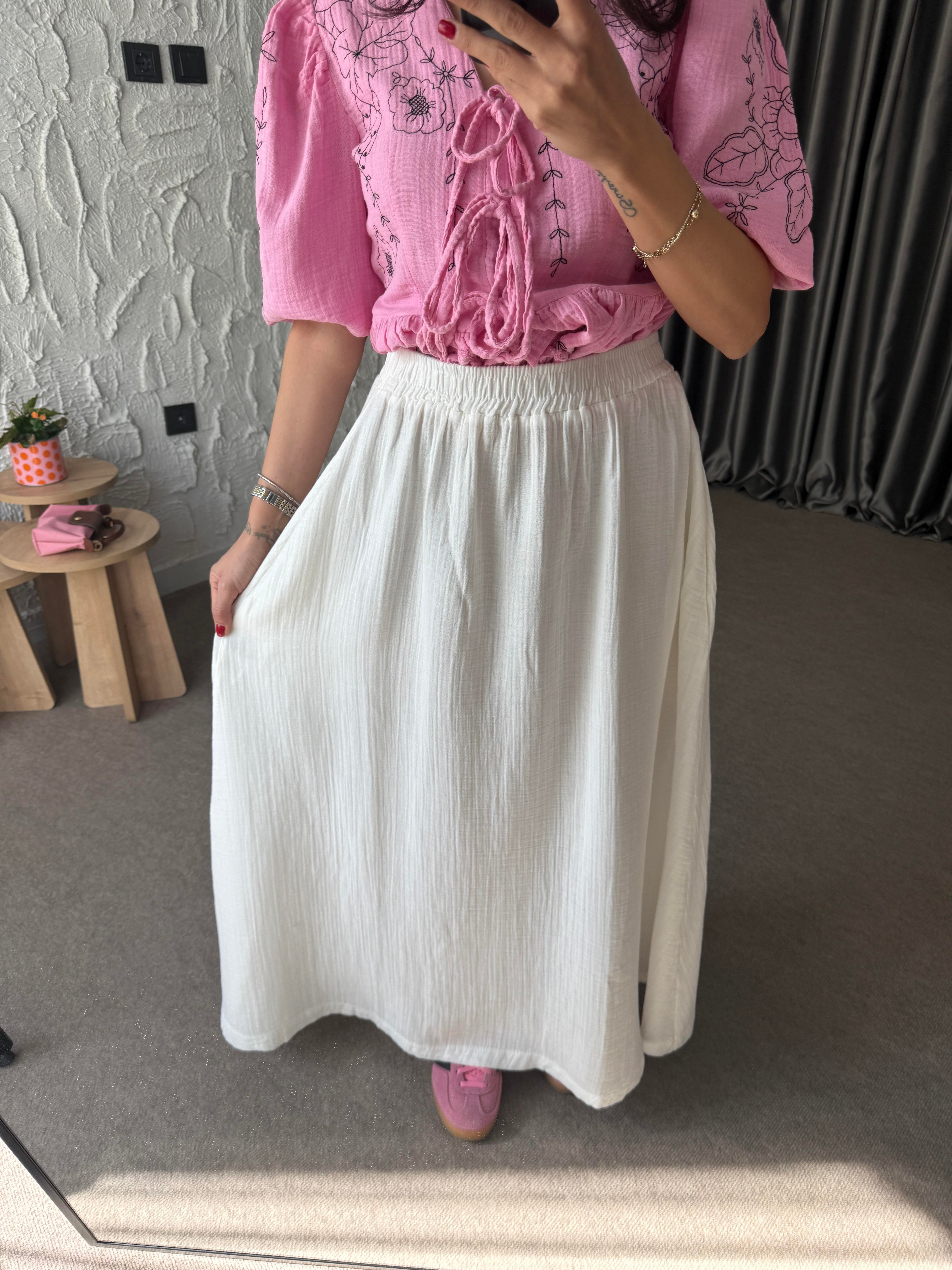 Ekru Müslin Etek 