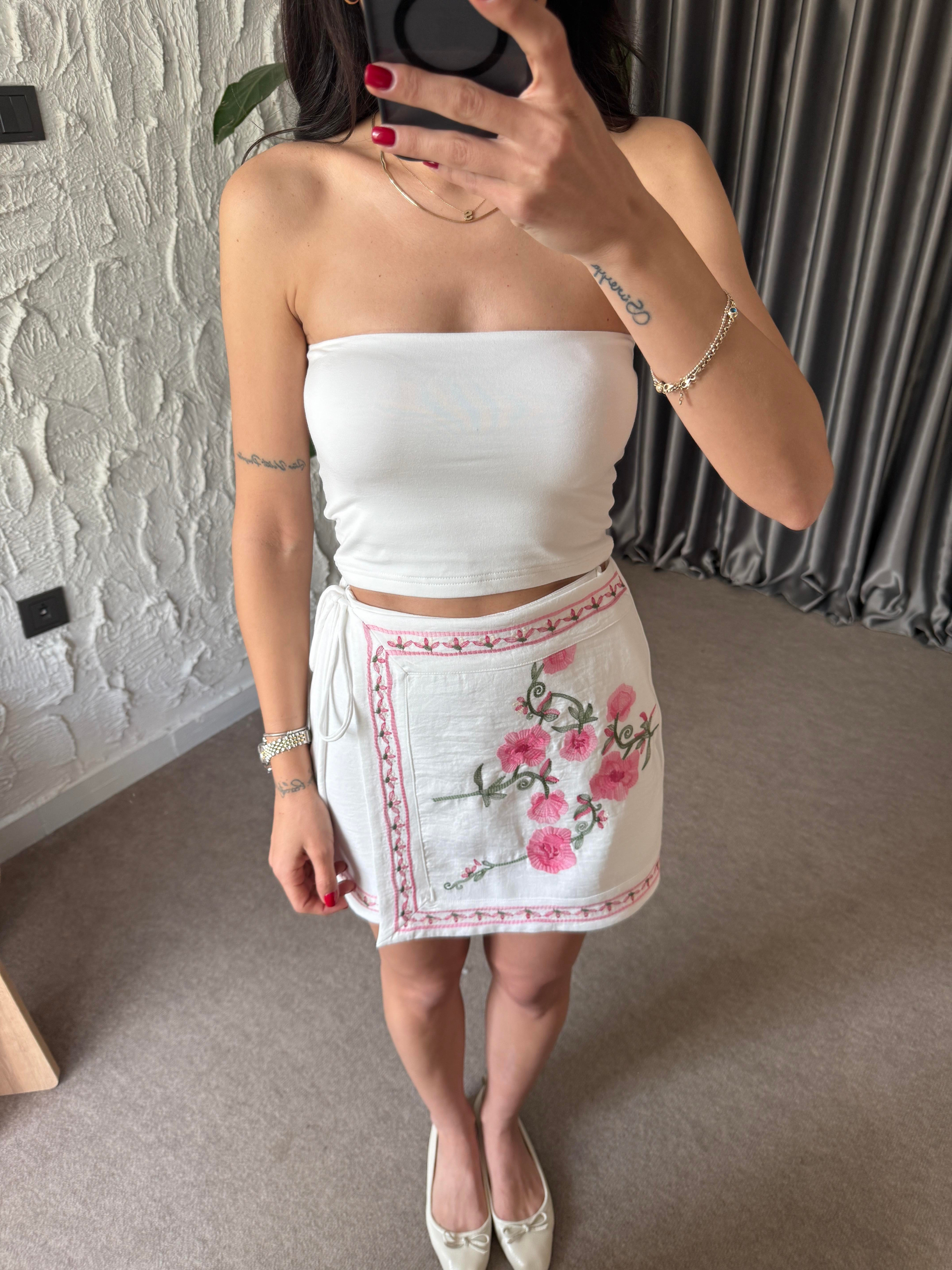 Ekru Straplez Basic Bluz