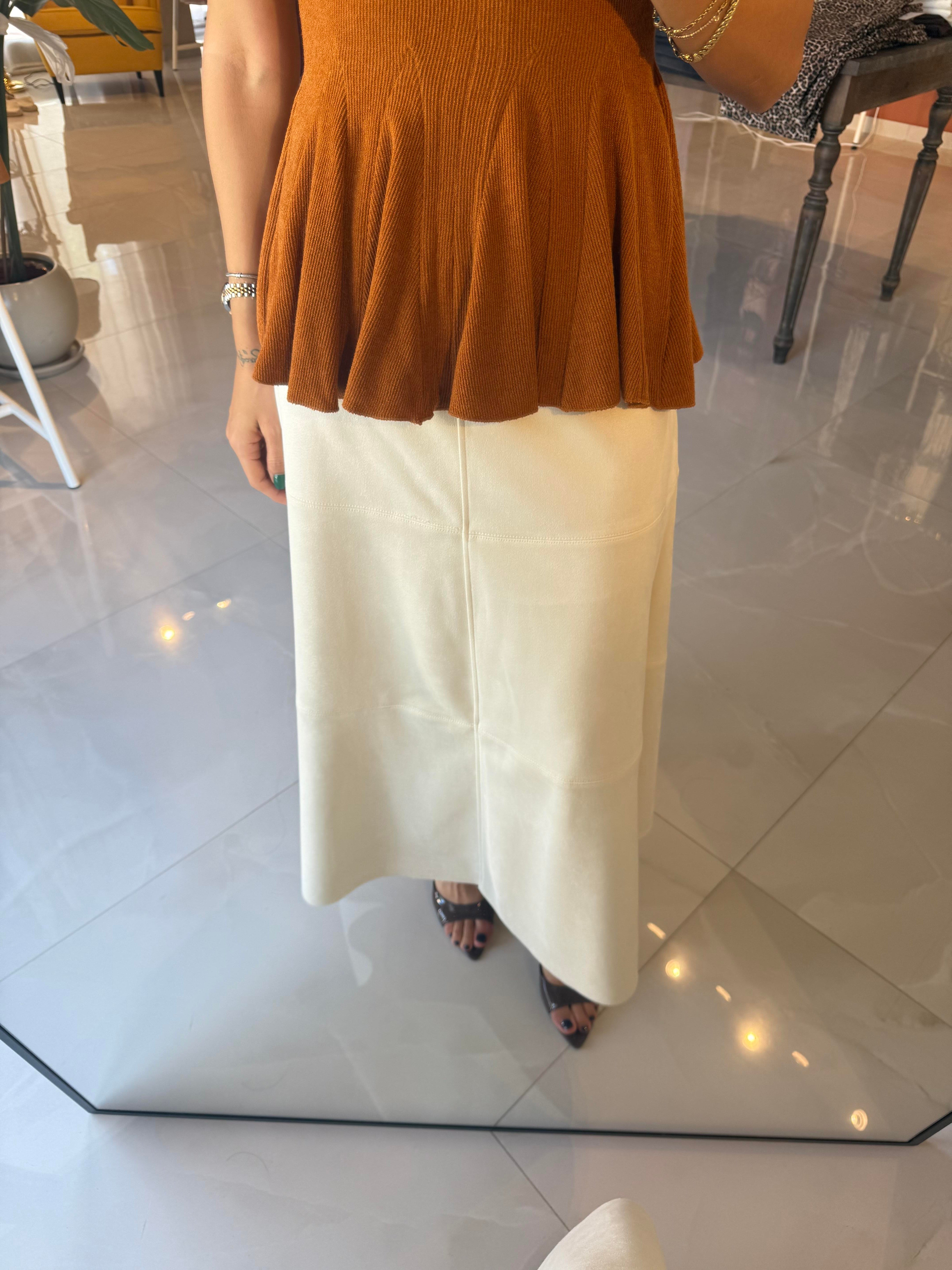 Ekru Süet Çan Etek