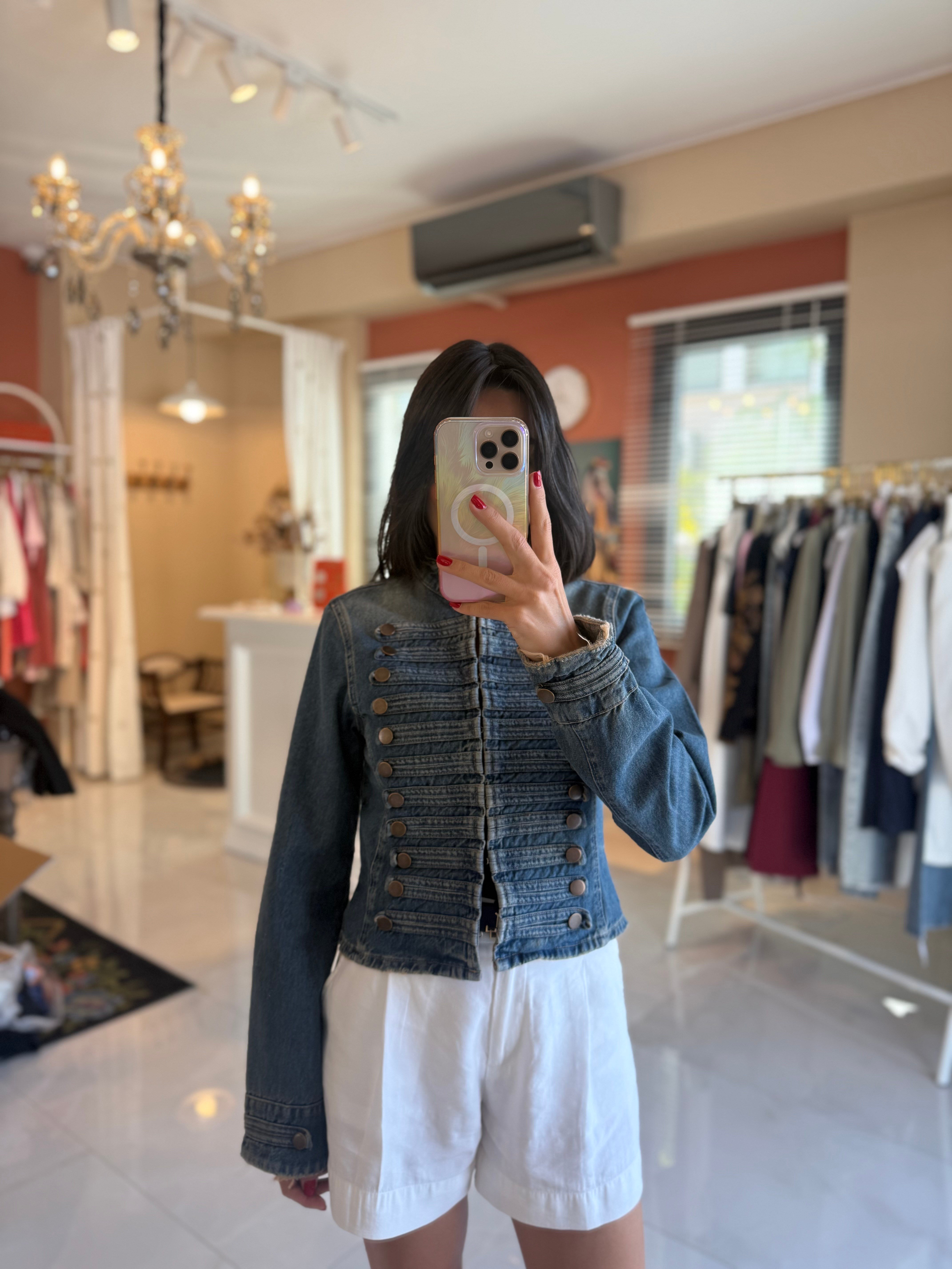 Eskitme Detaylı Napolyon Kot Ceket