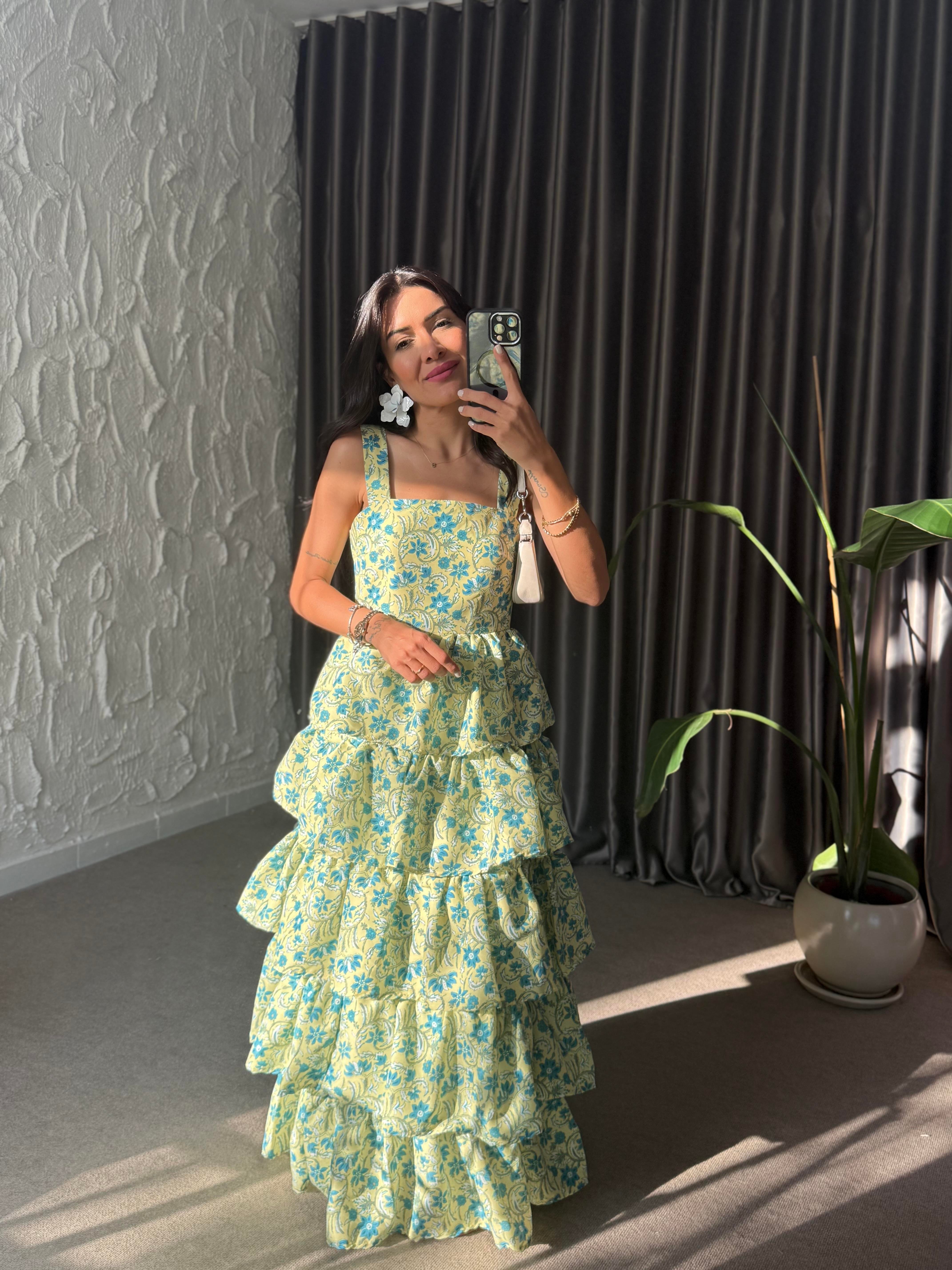 Evolet Kat Kat Yeşil Elbise