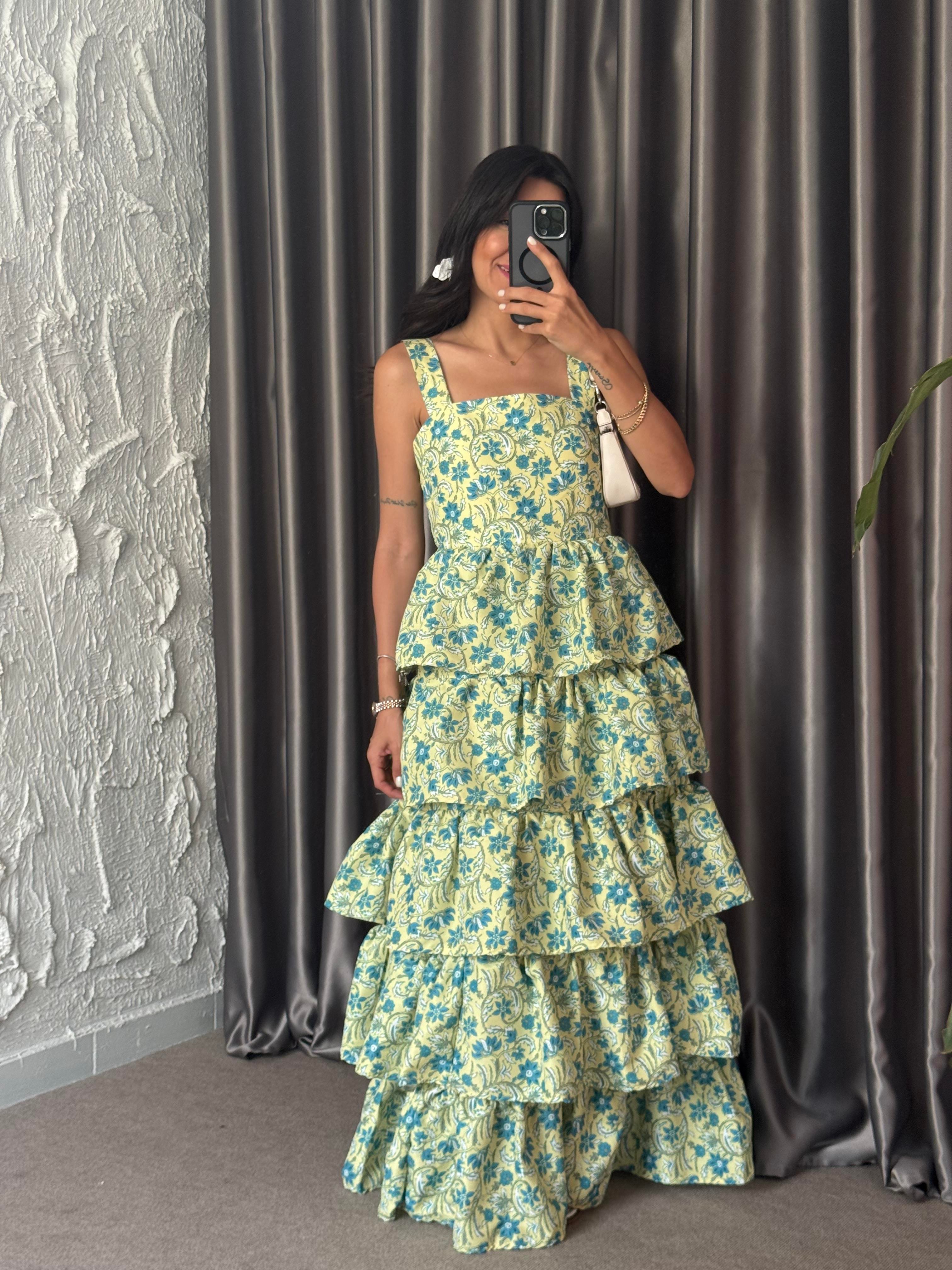 Evolet Kat Kat Yeşil Elbise