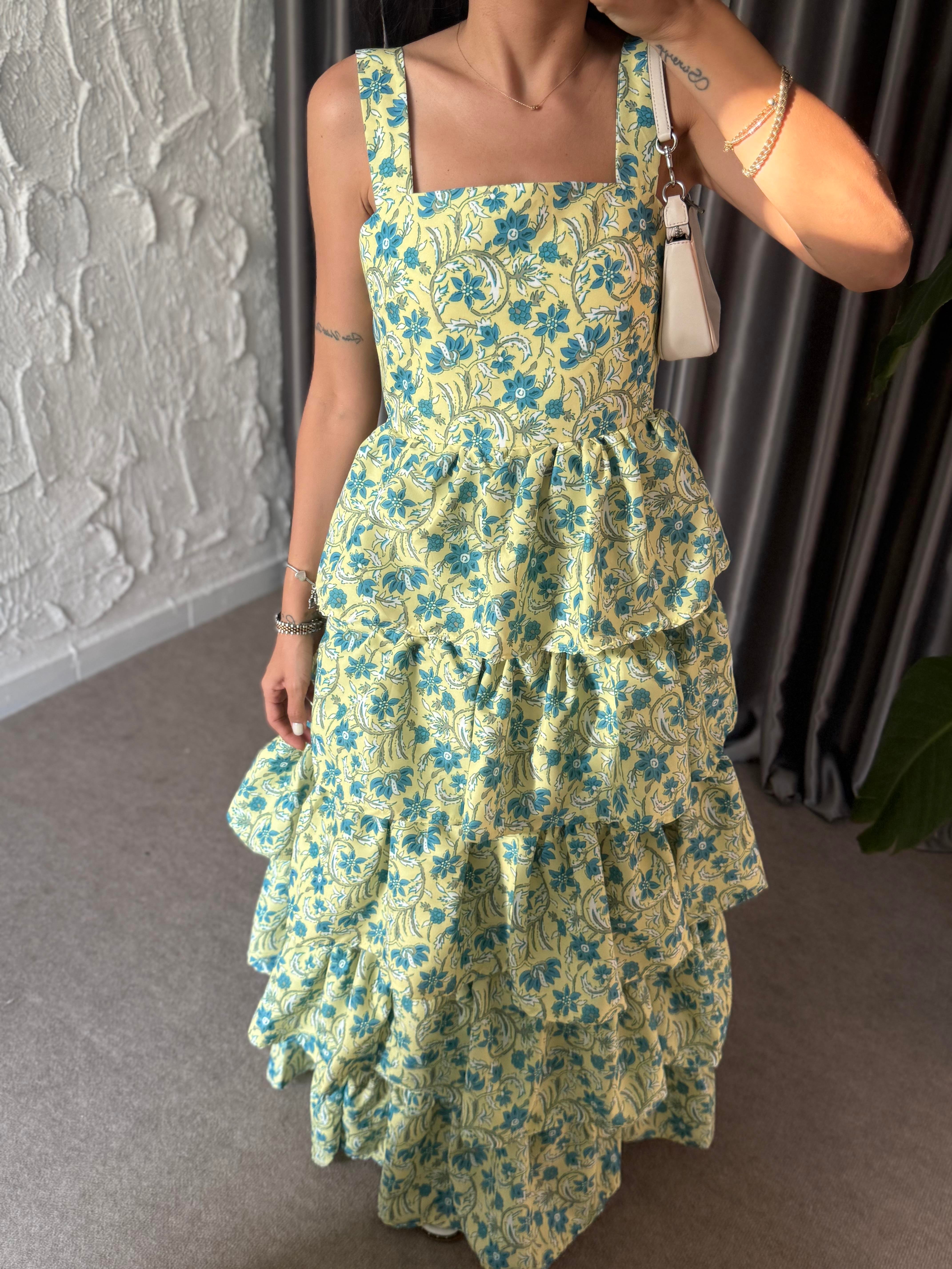 Evolet Kat Kat Yeşil Elbise