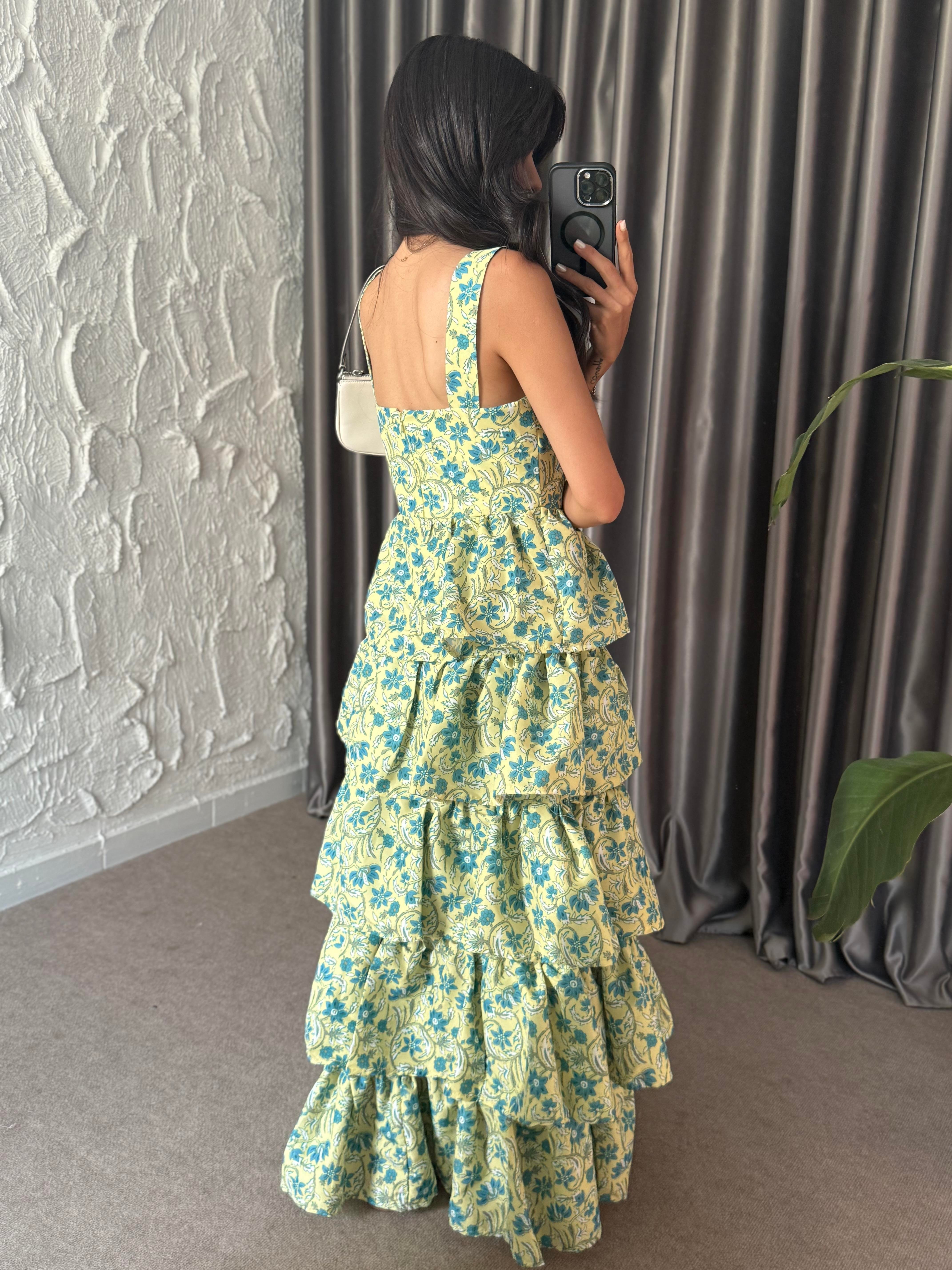 Evolet Kat Kat Yeşil Elbise