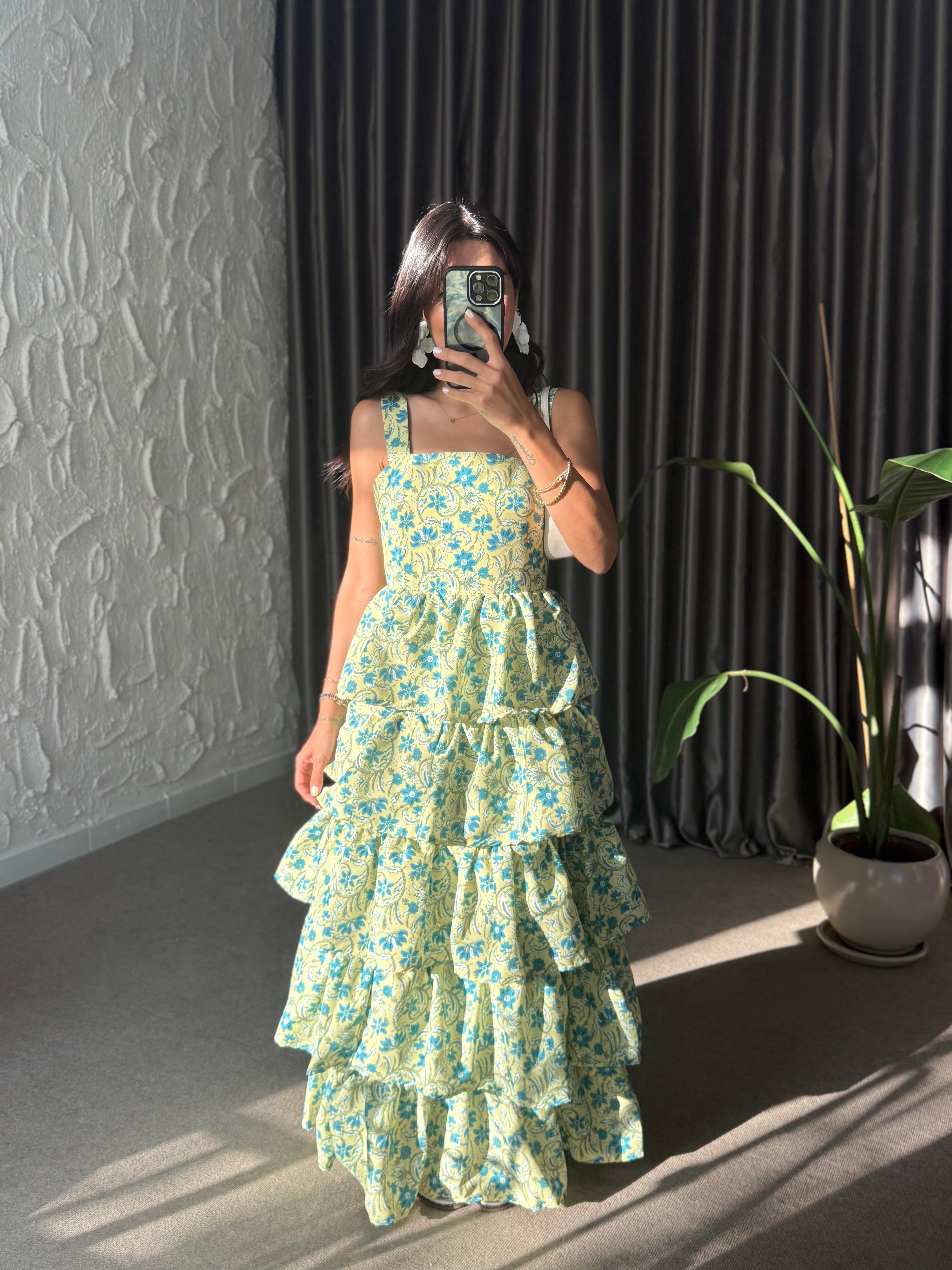 Evolet Kat Kat Yeşil Elbise