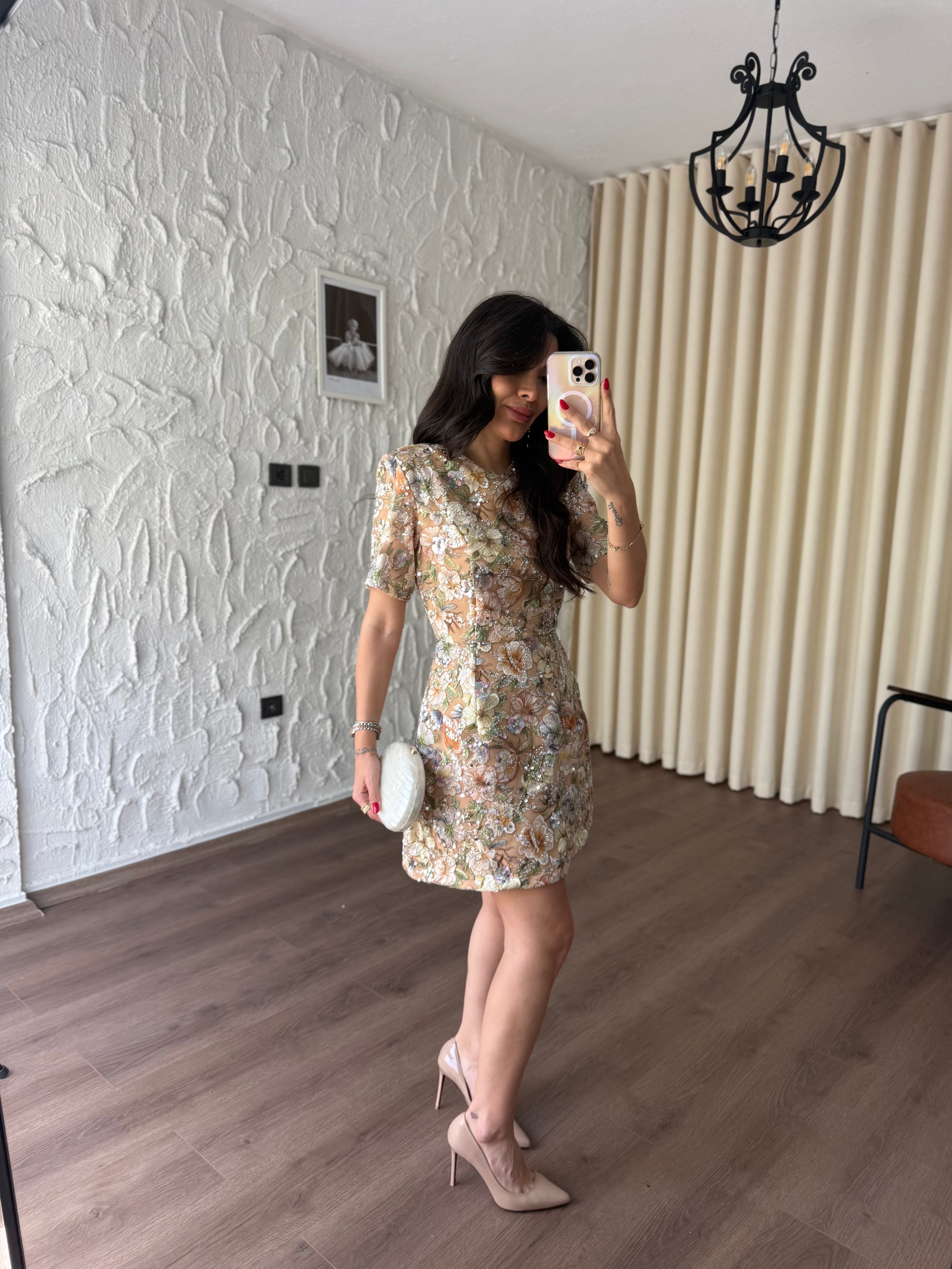 Flowes Kristal Taş Detaylı Elbise