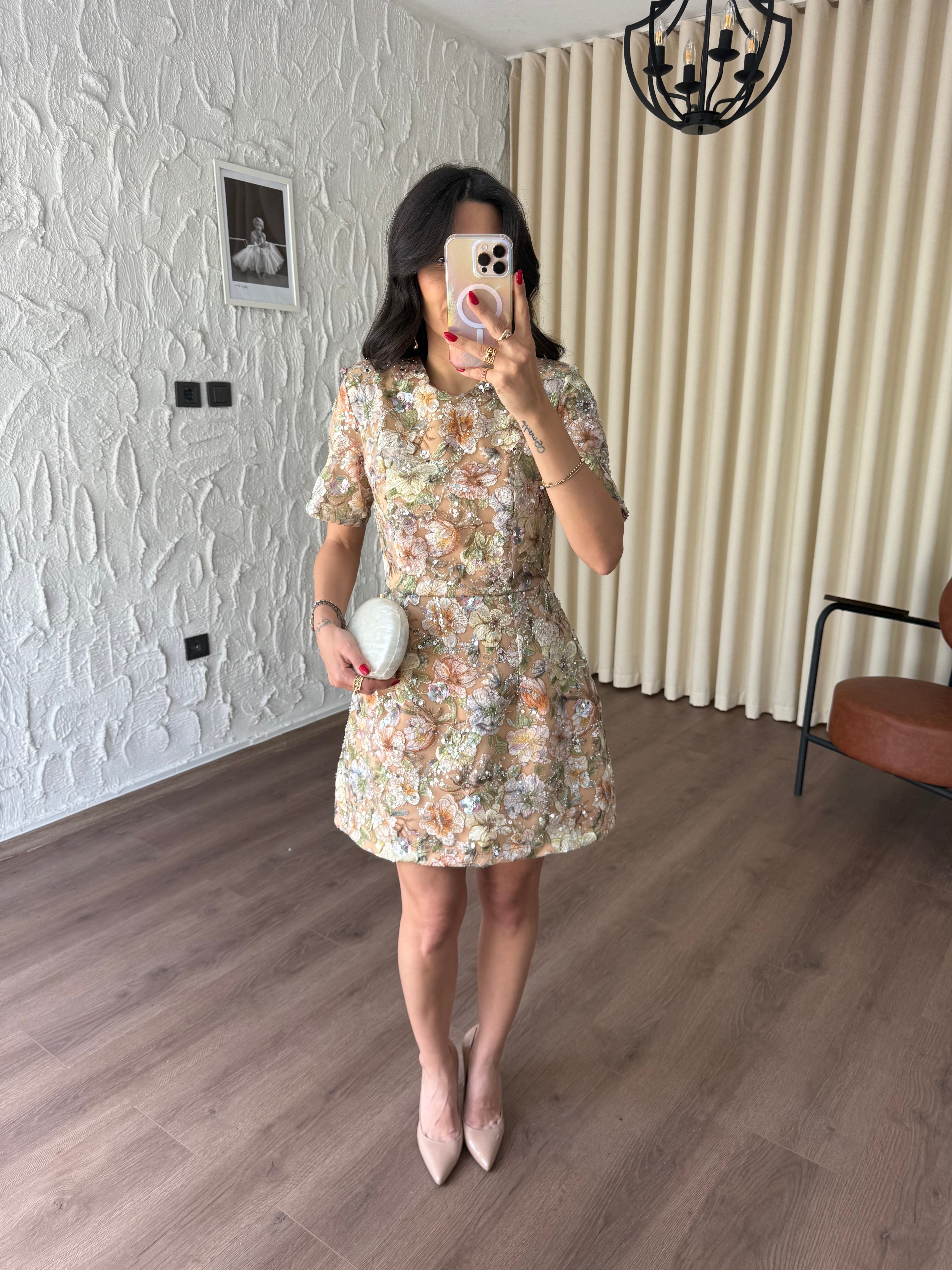 Flowes Kristal Taş Detaylı Elbise