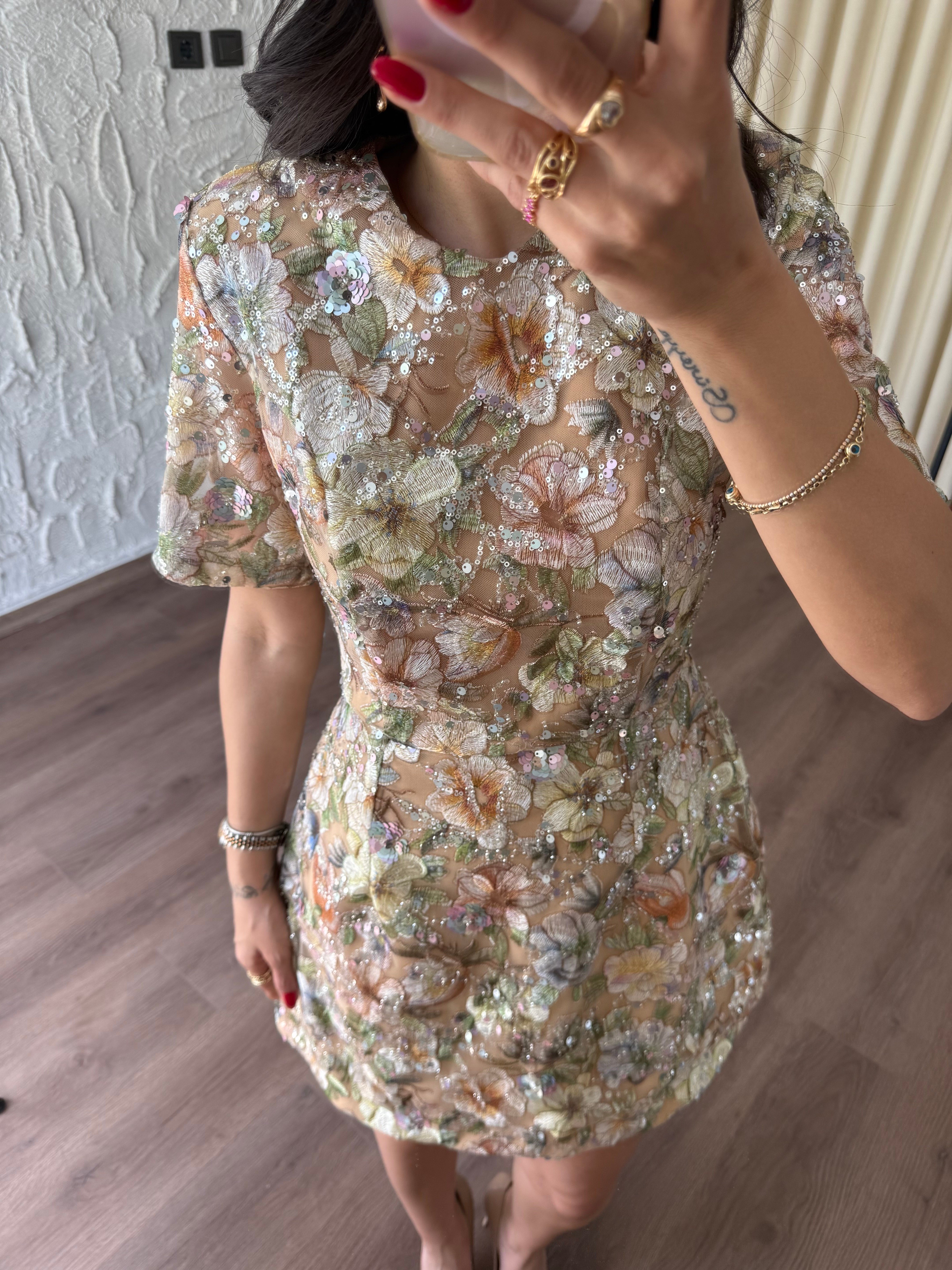 Flowes Kristal Taş Detaylı Elbise