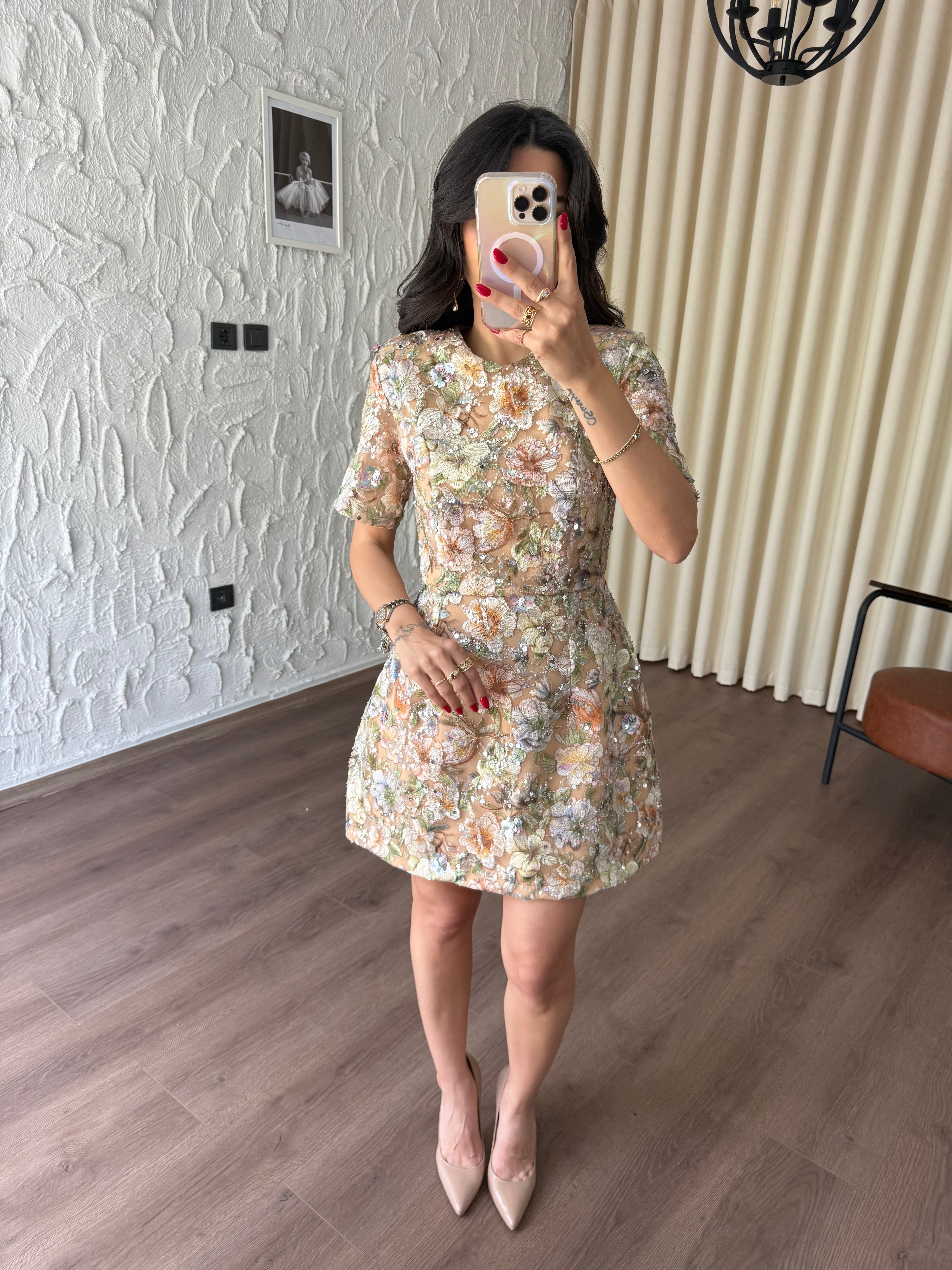 Flowes Kristal Taş Detaylı Elbise