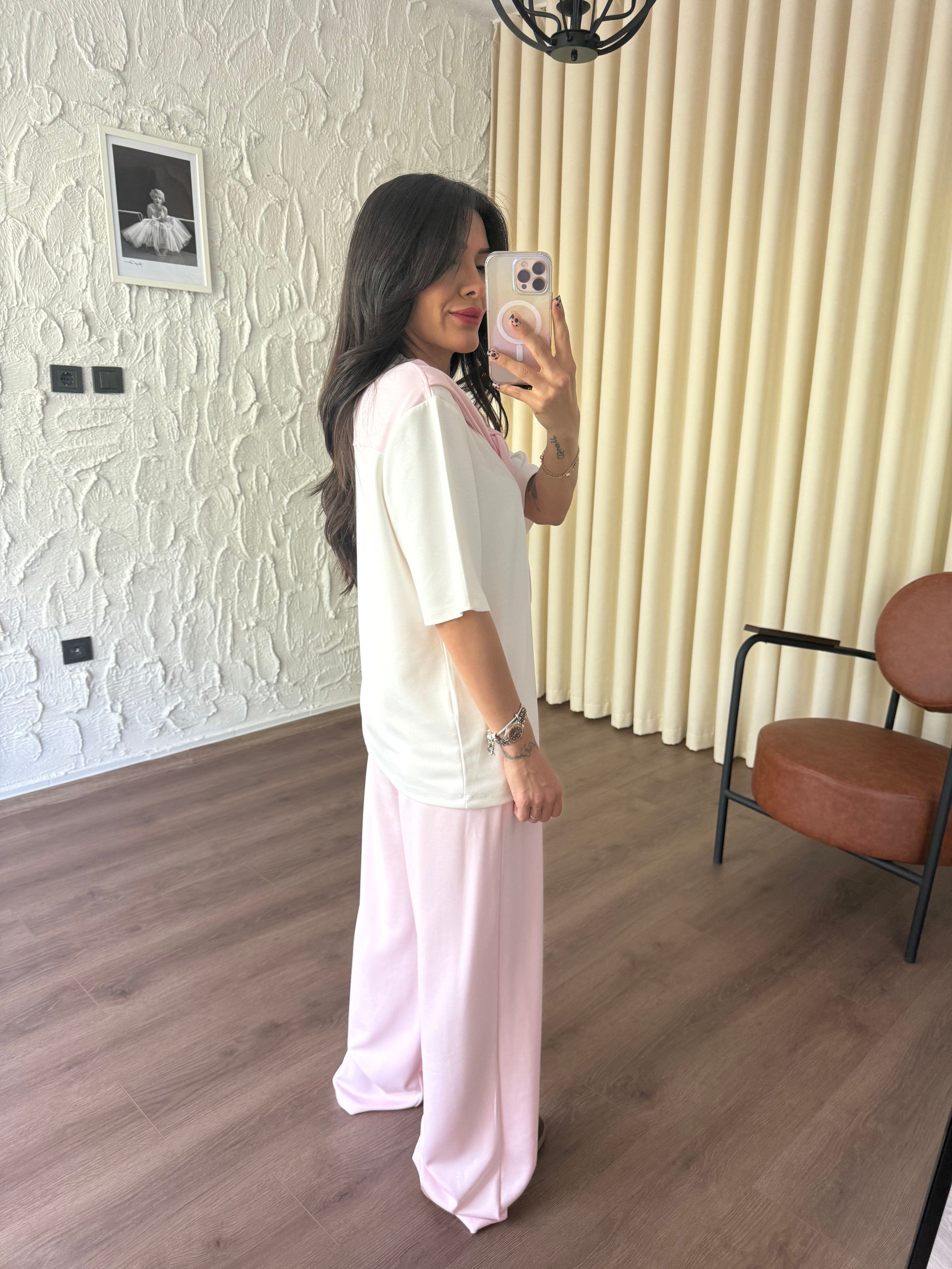 Fular Detaylı Pembe Modal Takım