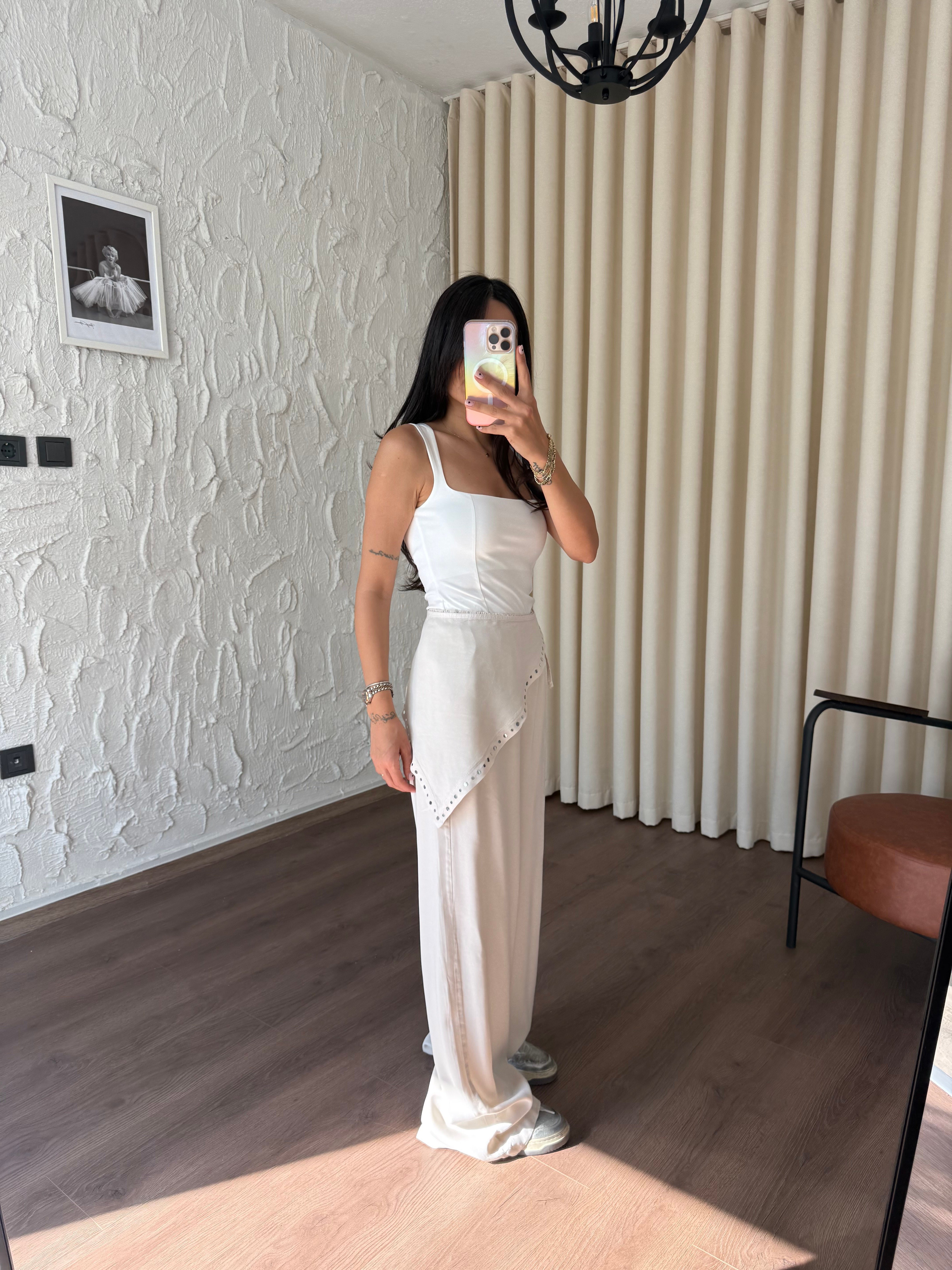 Fular Detaylı Taş Pantolon