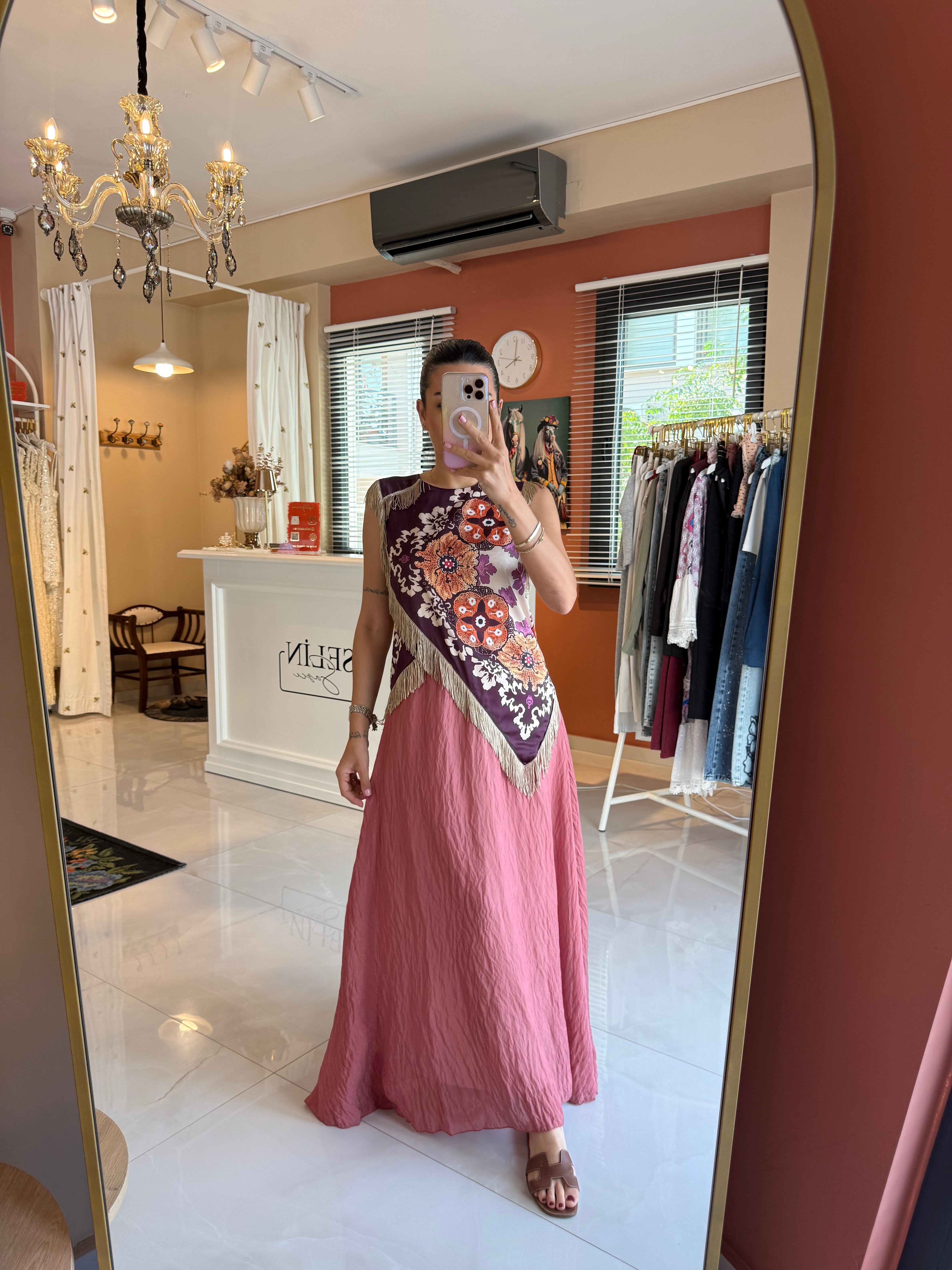 Gül Kurusu Floş Etek