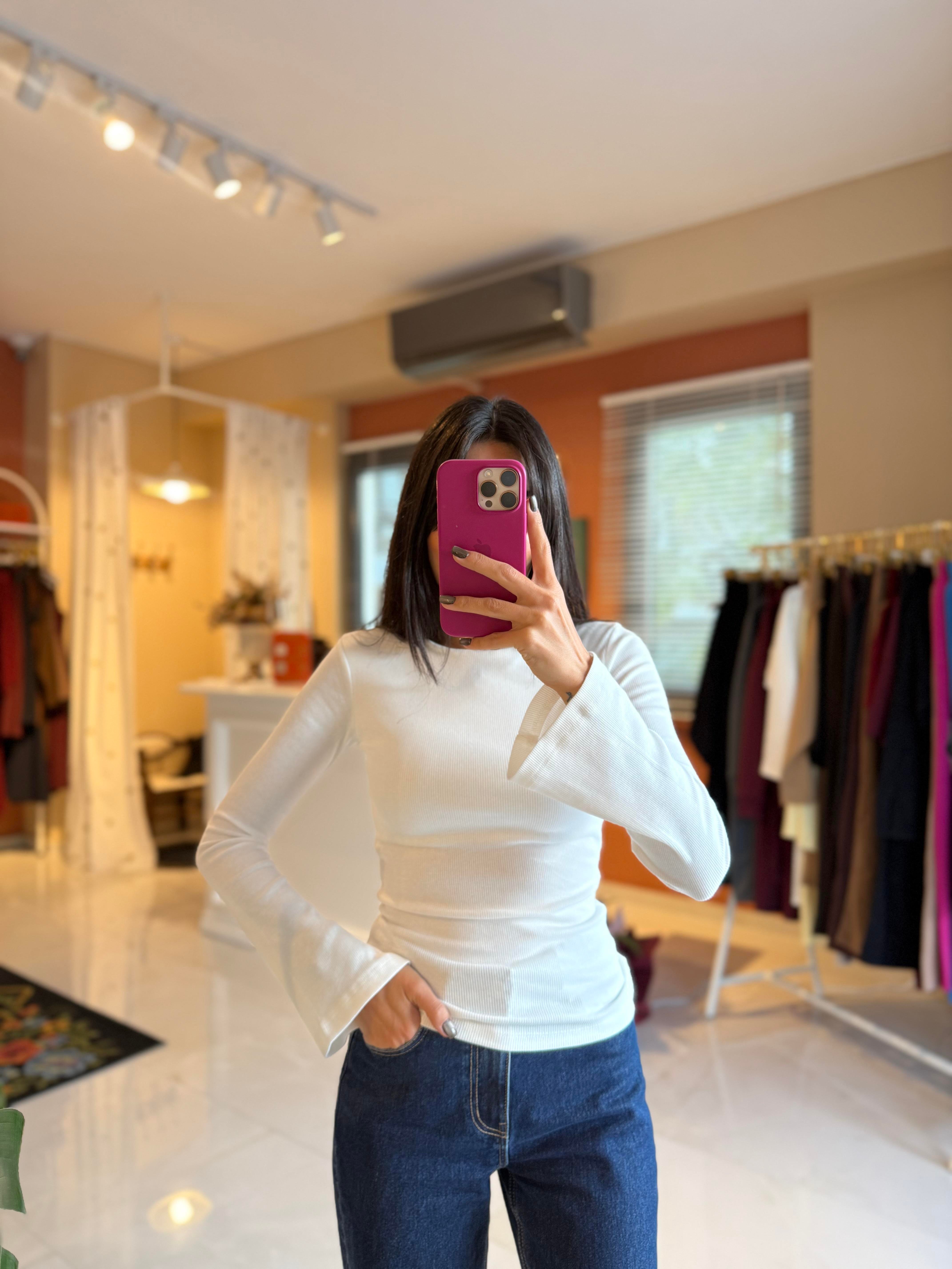 İspanyol Kol Fitilli EkruTshirt