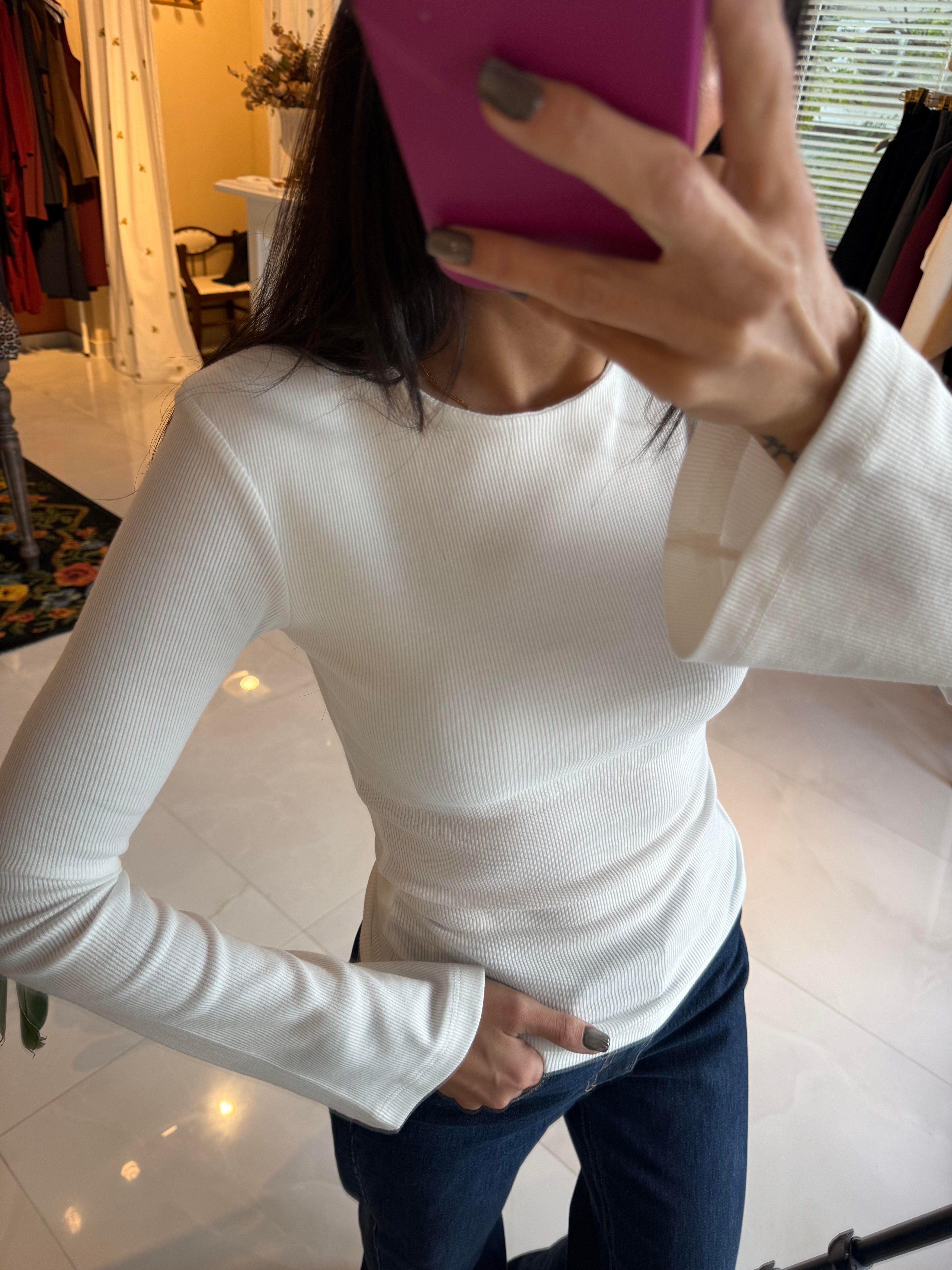 İspanyol Kol Fitilli EkruTshirt