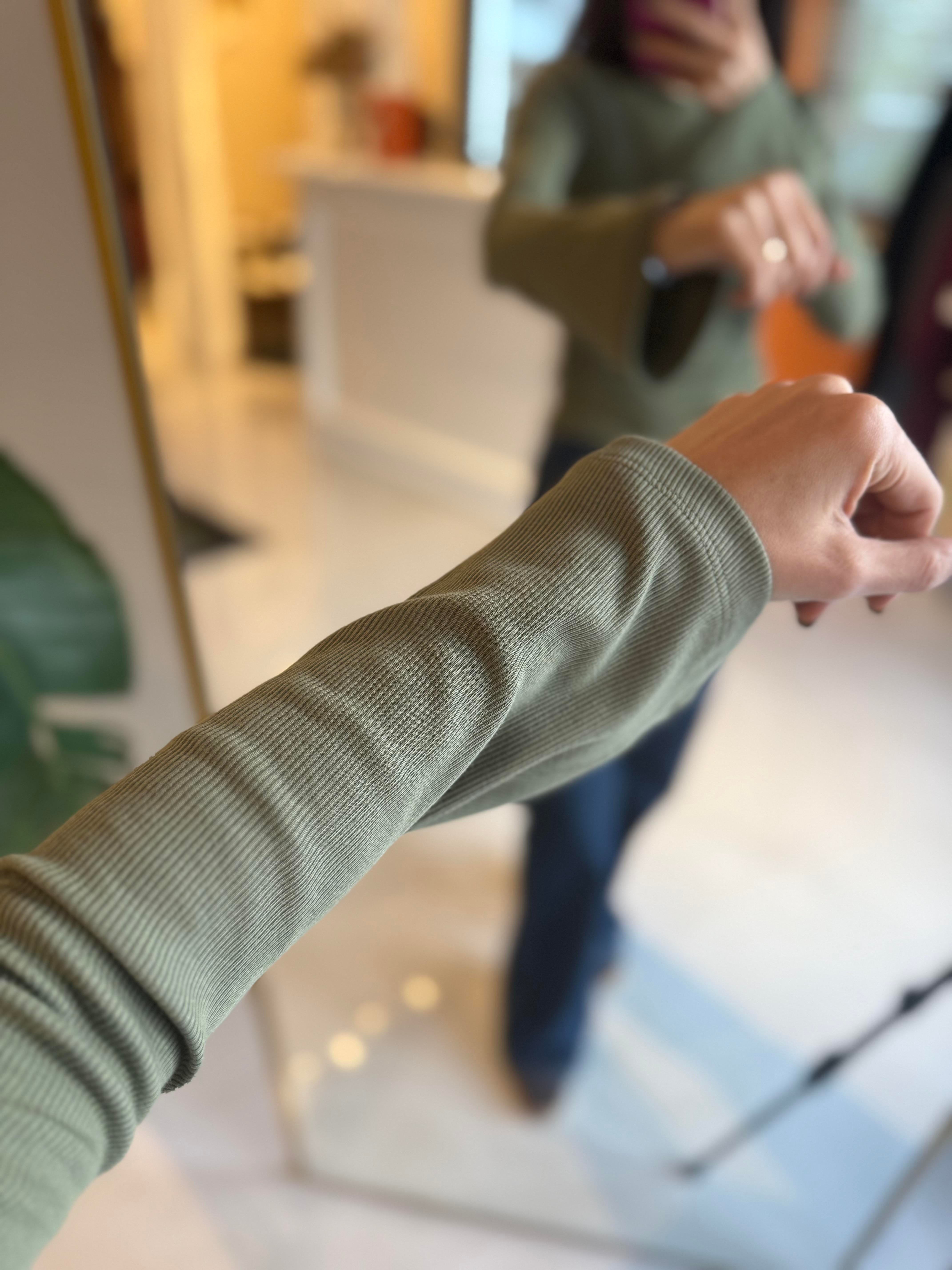 İspanyol Kol Fitilli Haki Tshirt