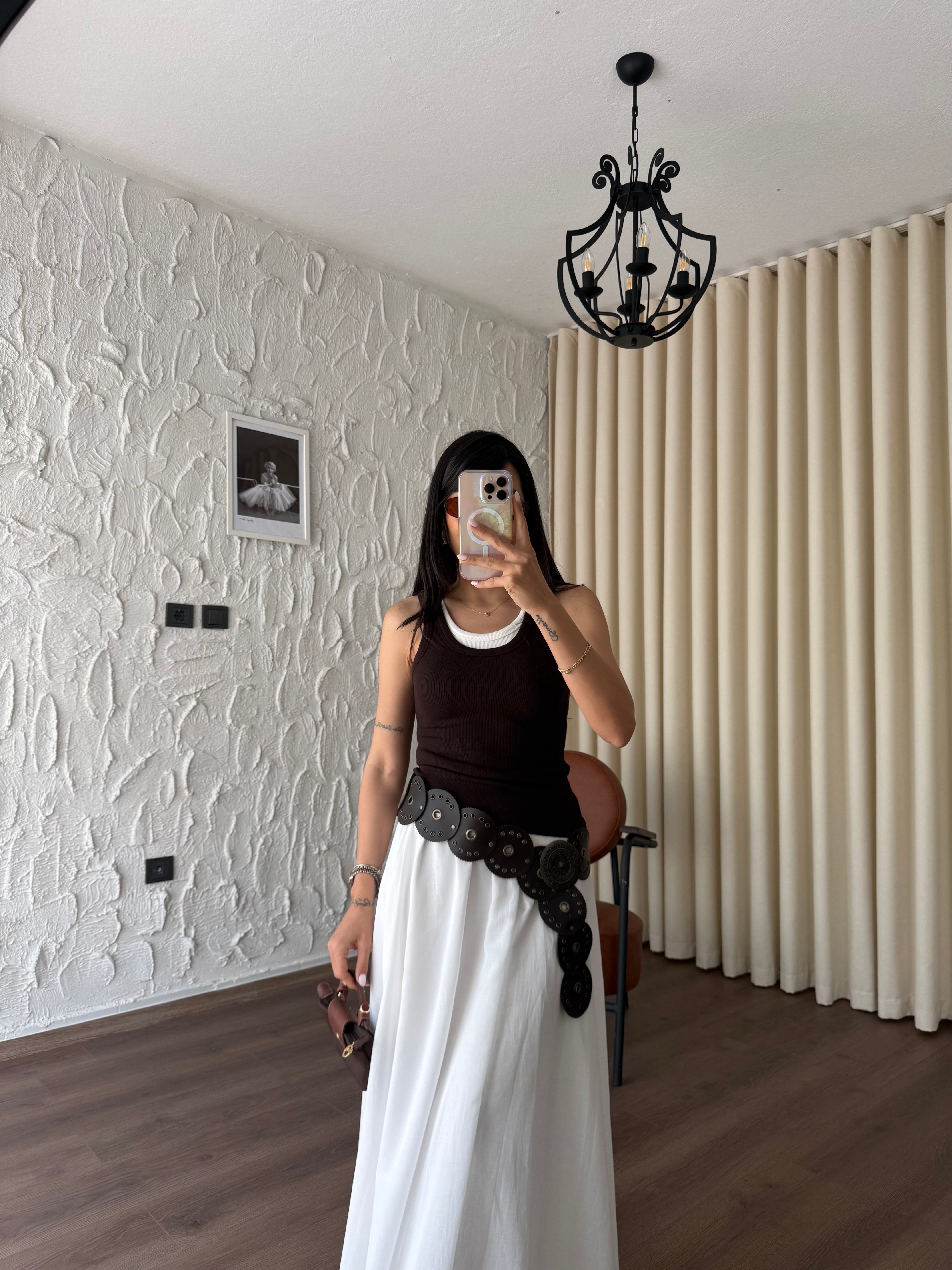 Kahve Eskitme Tokalı Shakira Kemer