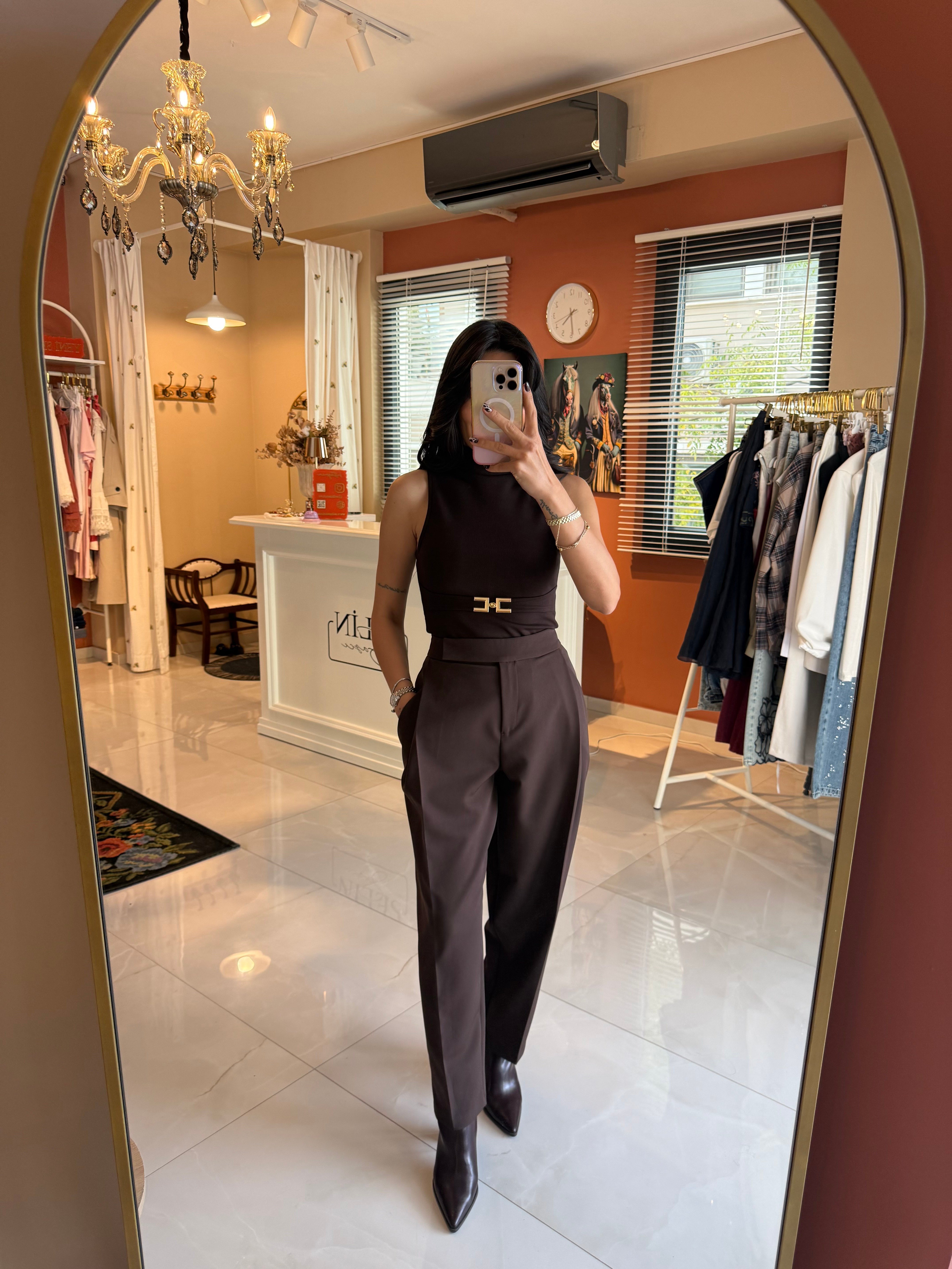 Kahve İç Kemerli Pantolon