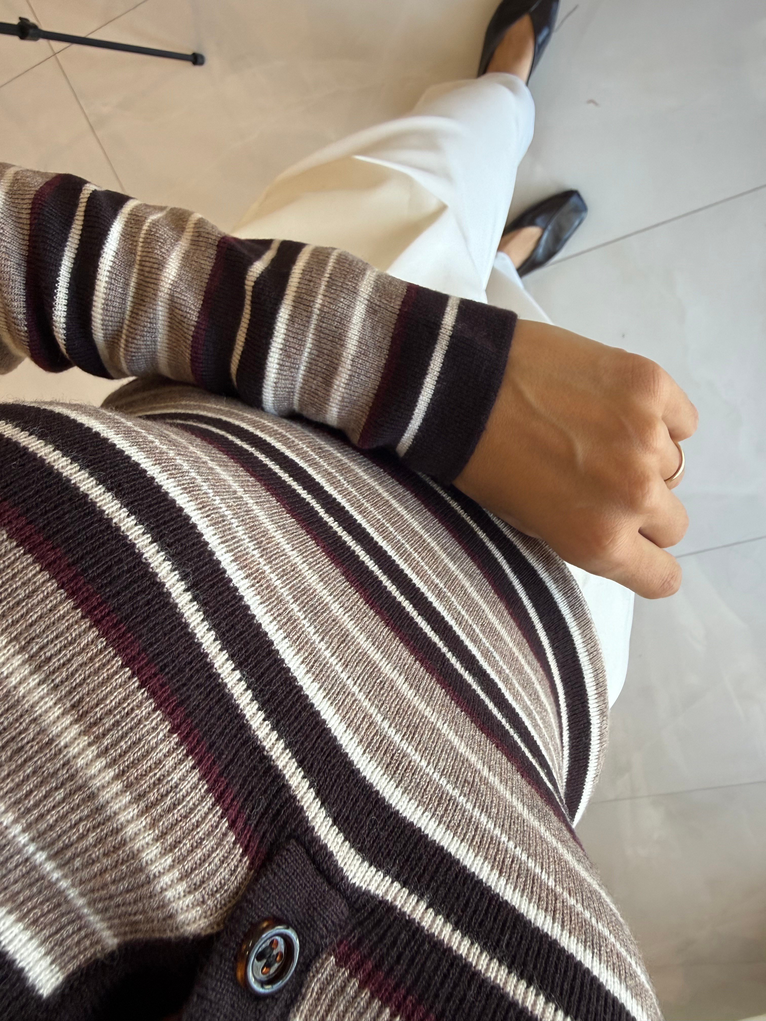 Kahverengi Çizgili Basic Triko