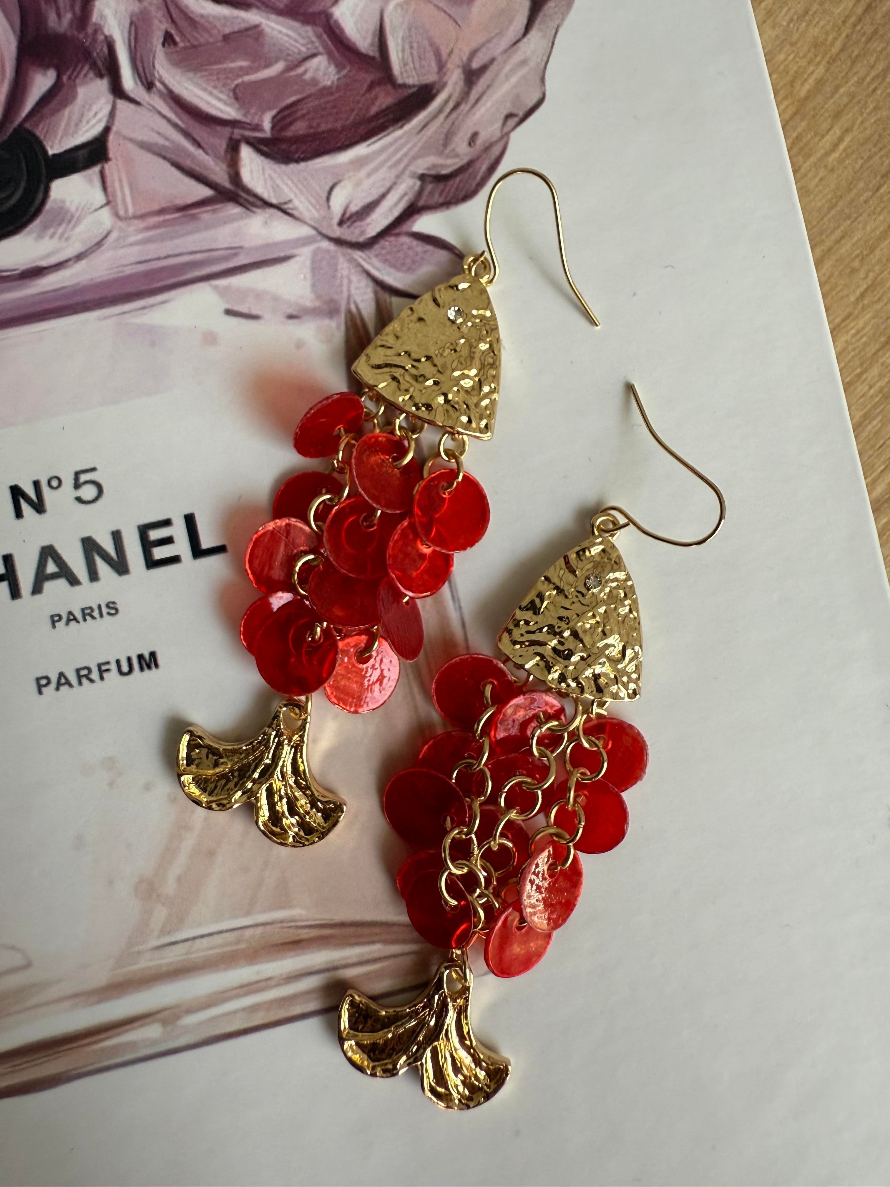 Kırmızı Pullu Balık Küpe