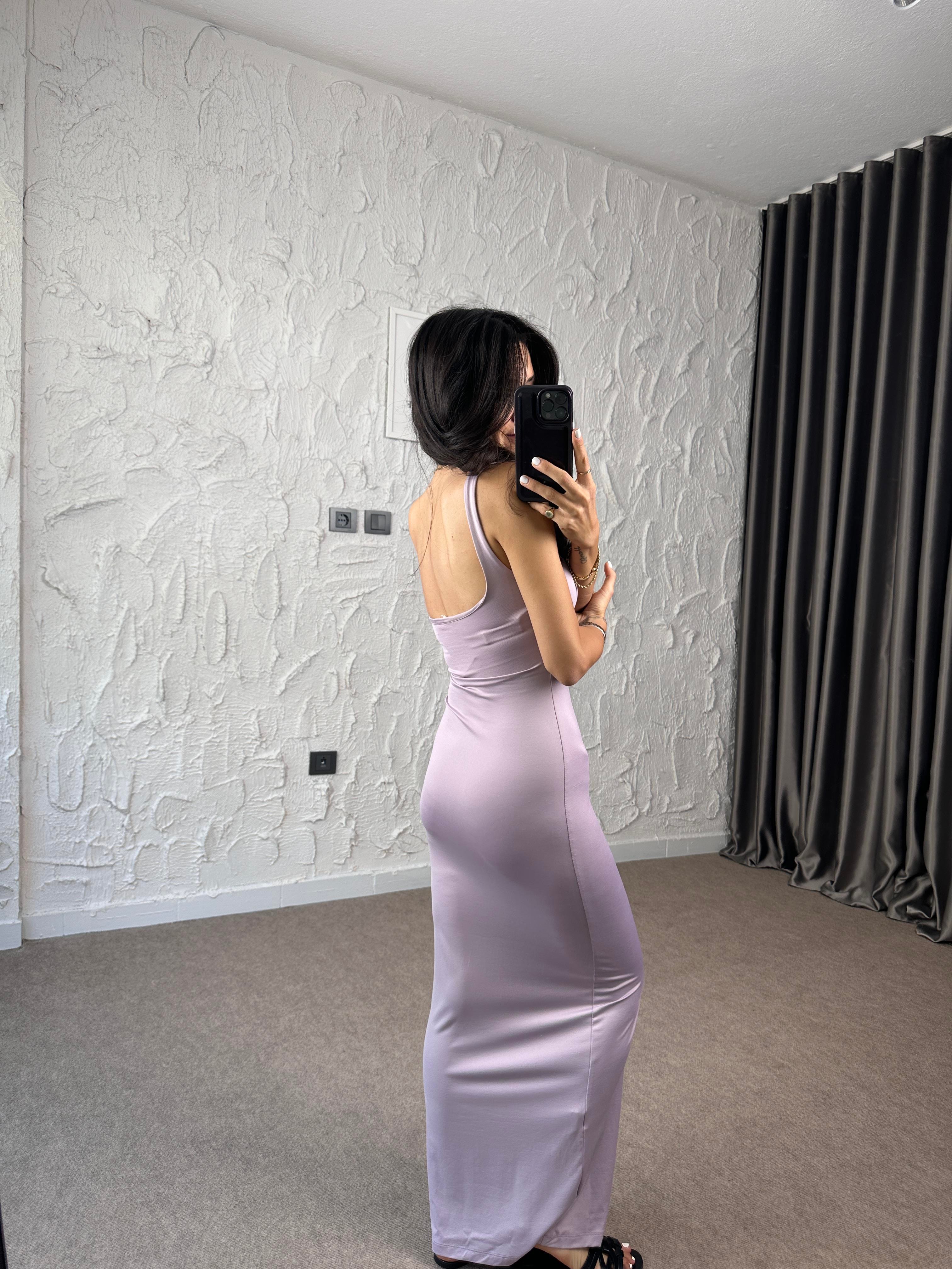Lila Stretch Maxi Elbise