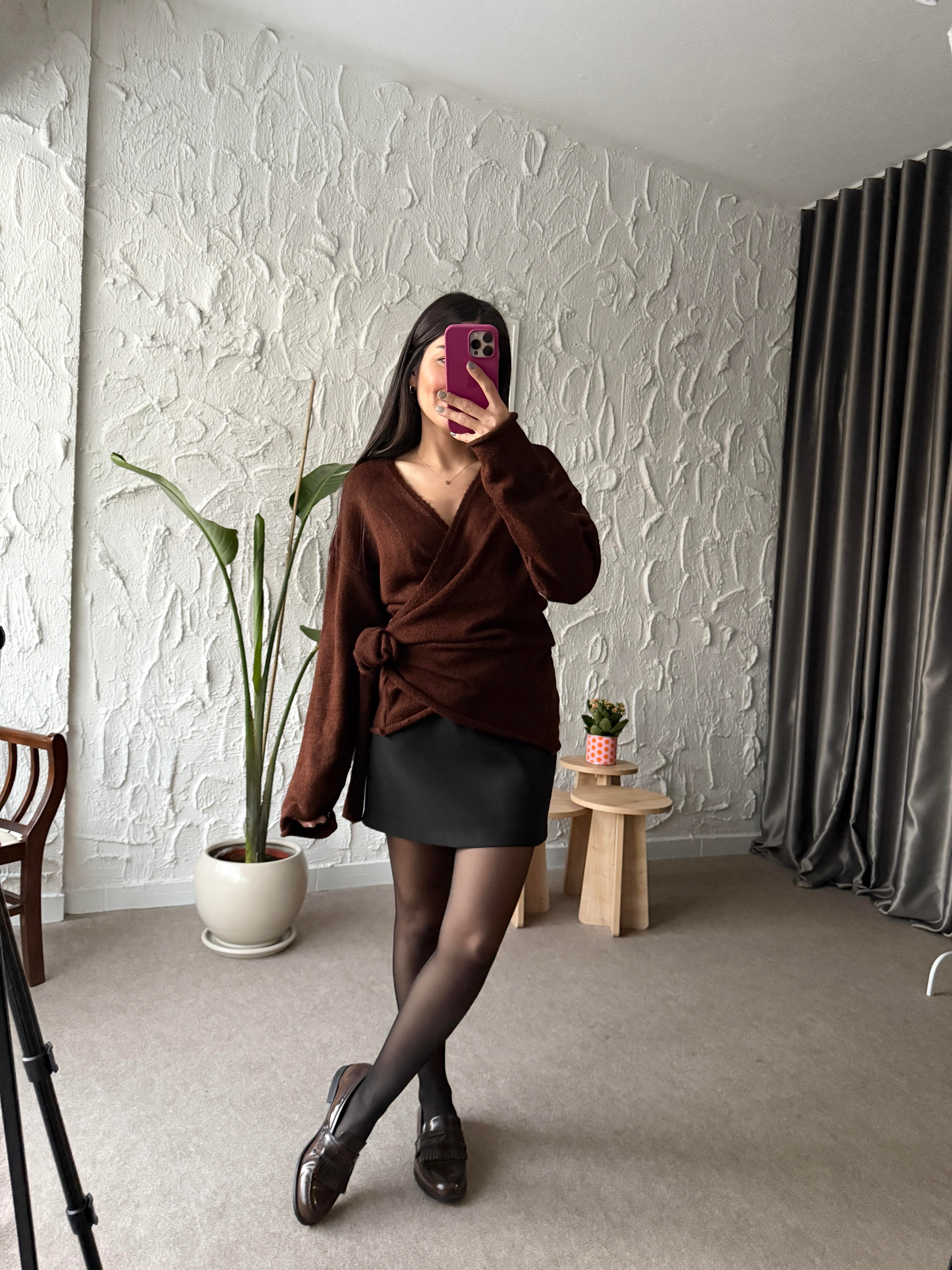 Masi Siyah Mini Kumaş Etek