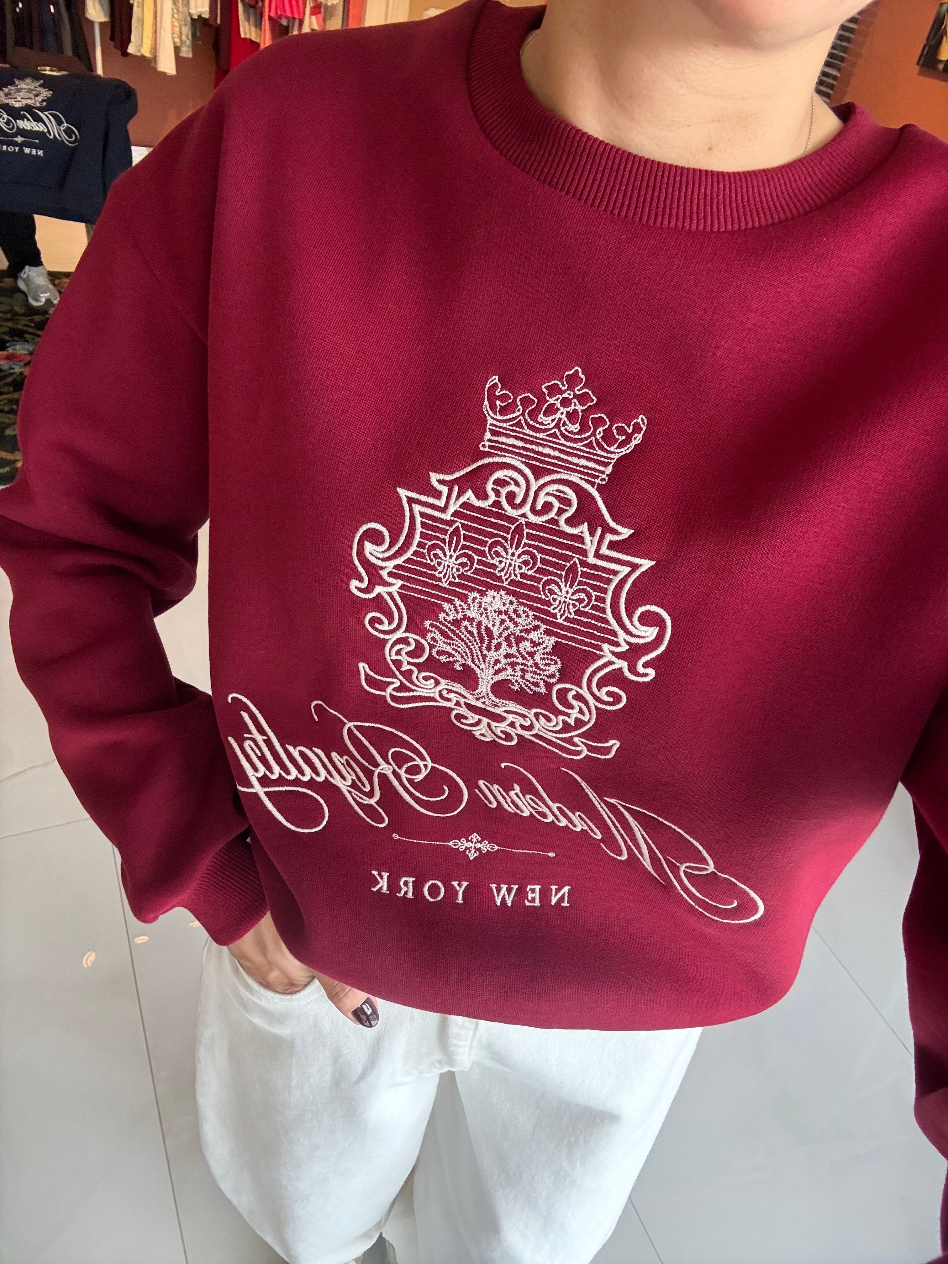 Nakış İşlemeli Bordo Sweatshirt