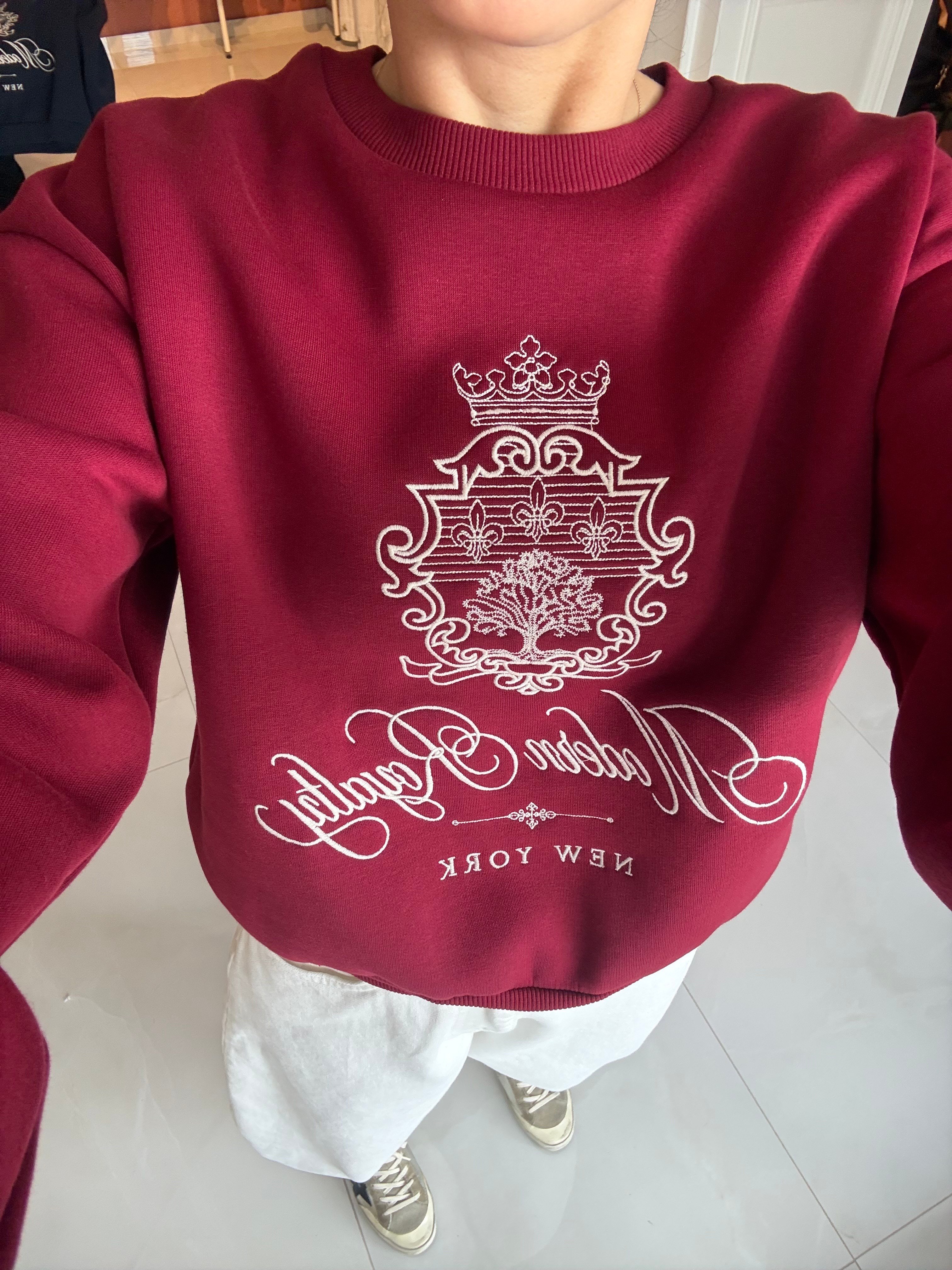 Nakış İşlemeli Bordo Sweatshirt